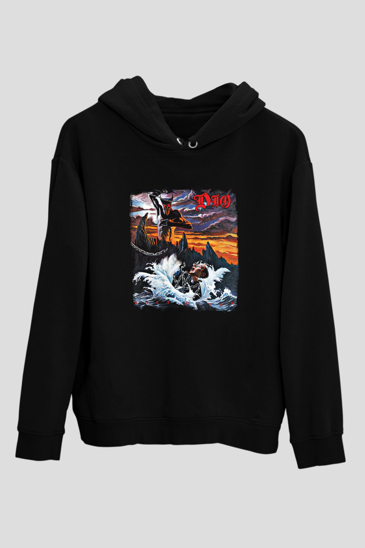 Dio Baskılı Unisex Siyah Hoodie