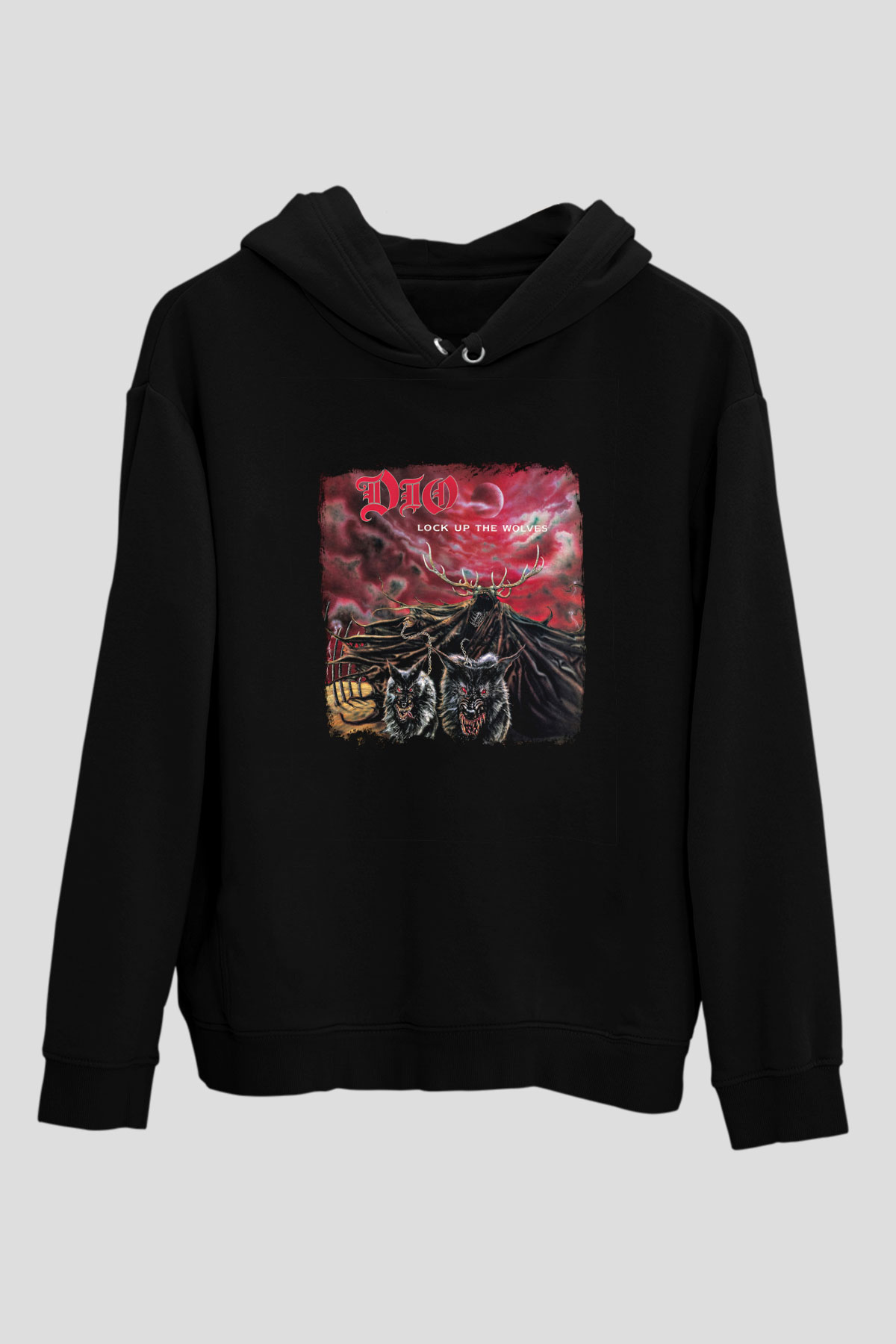 Dio Baskılı Unisex Siyah Hoodie