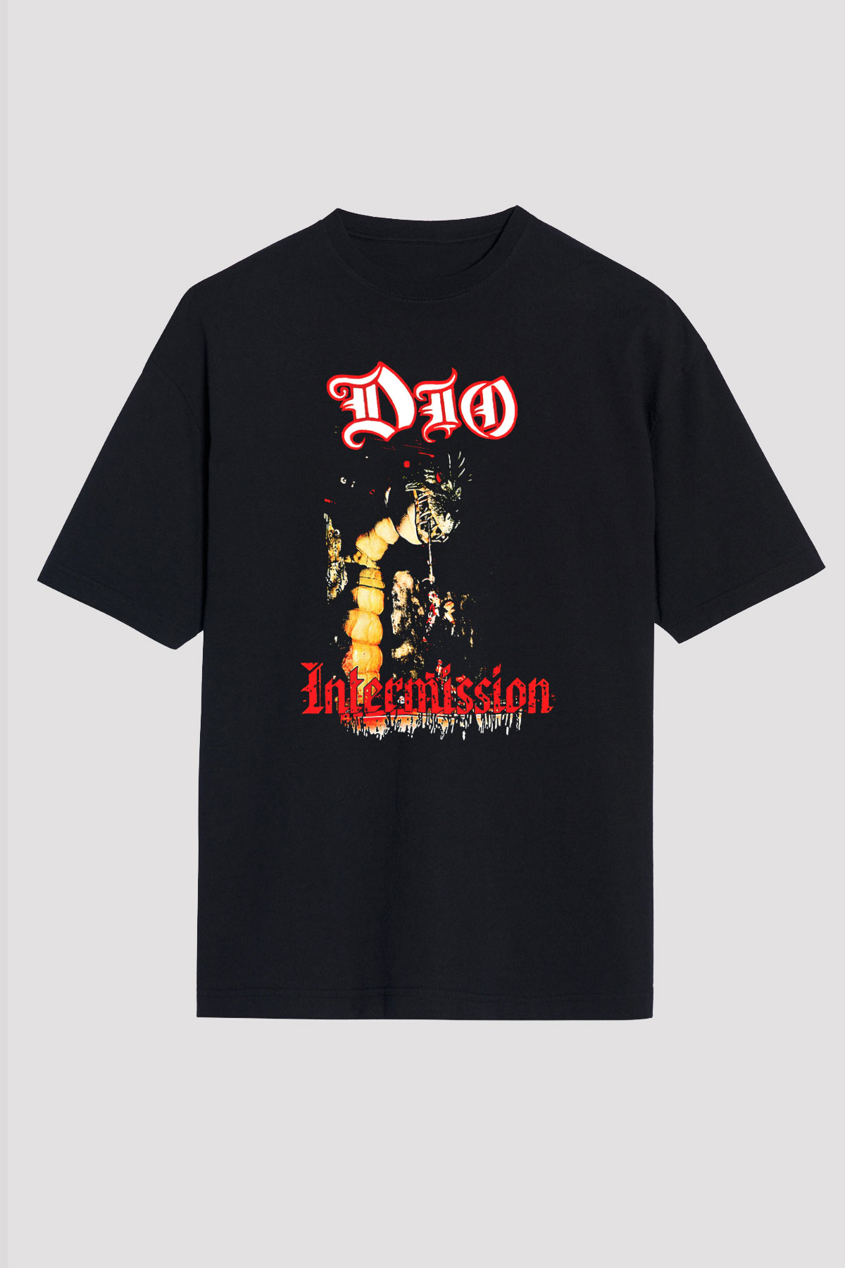 Dio Baskılı Unisex Siyah Oversize Tişört