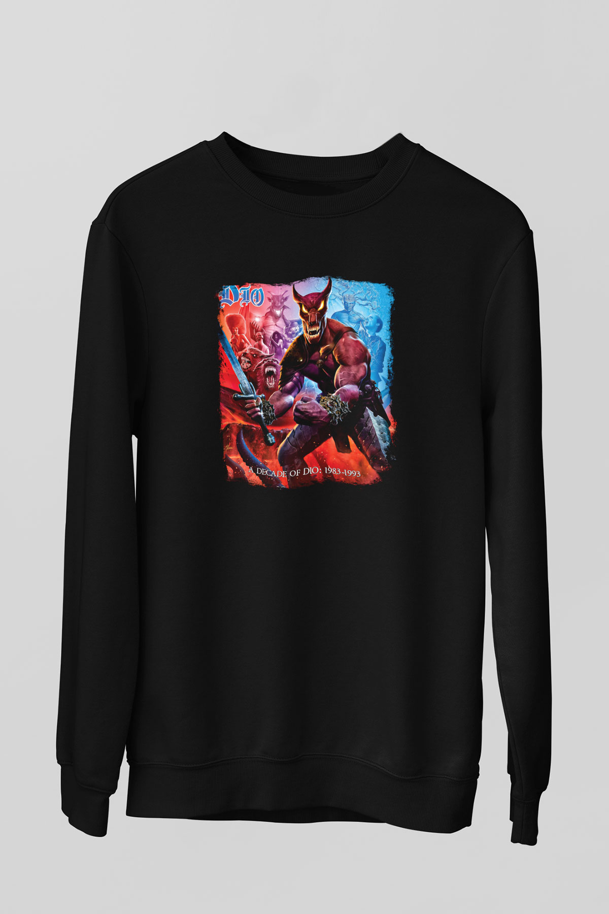 Dio Baskılı Unisex Siyah Sweatshirt