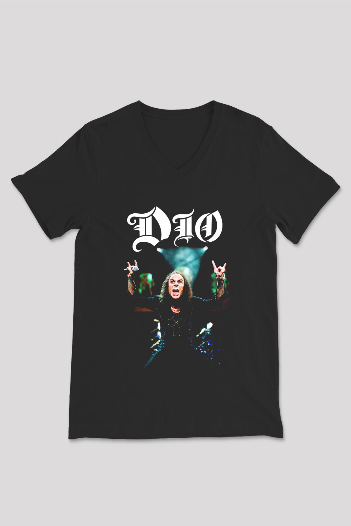Dio Siyah Unisex V Yaka Tişört T-Shirt