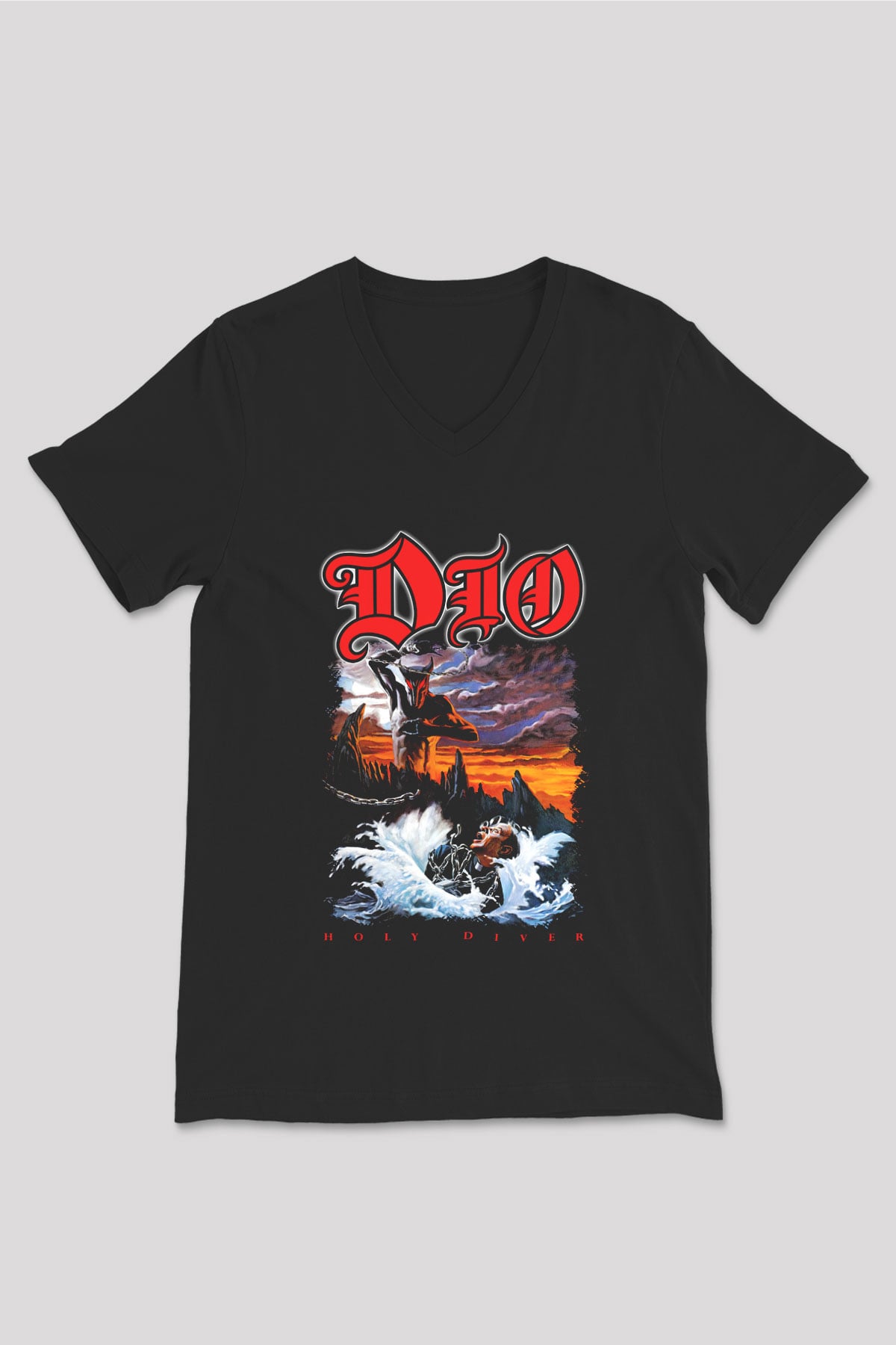 Dio Siyah Unisex V Yaka Tişört T-Shirt