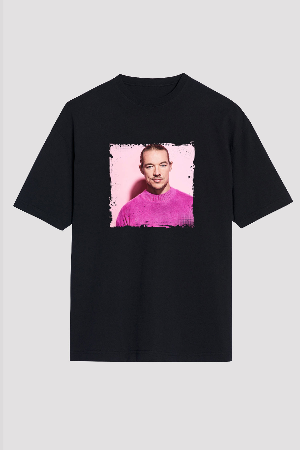Diplo Baskılı Unisex Oversize Siyah Tişört