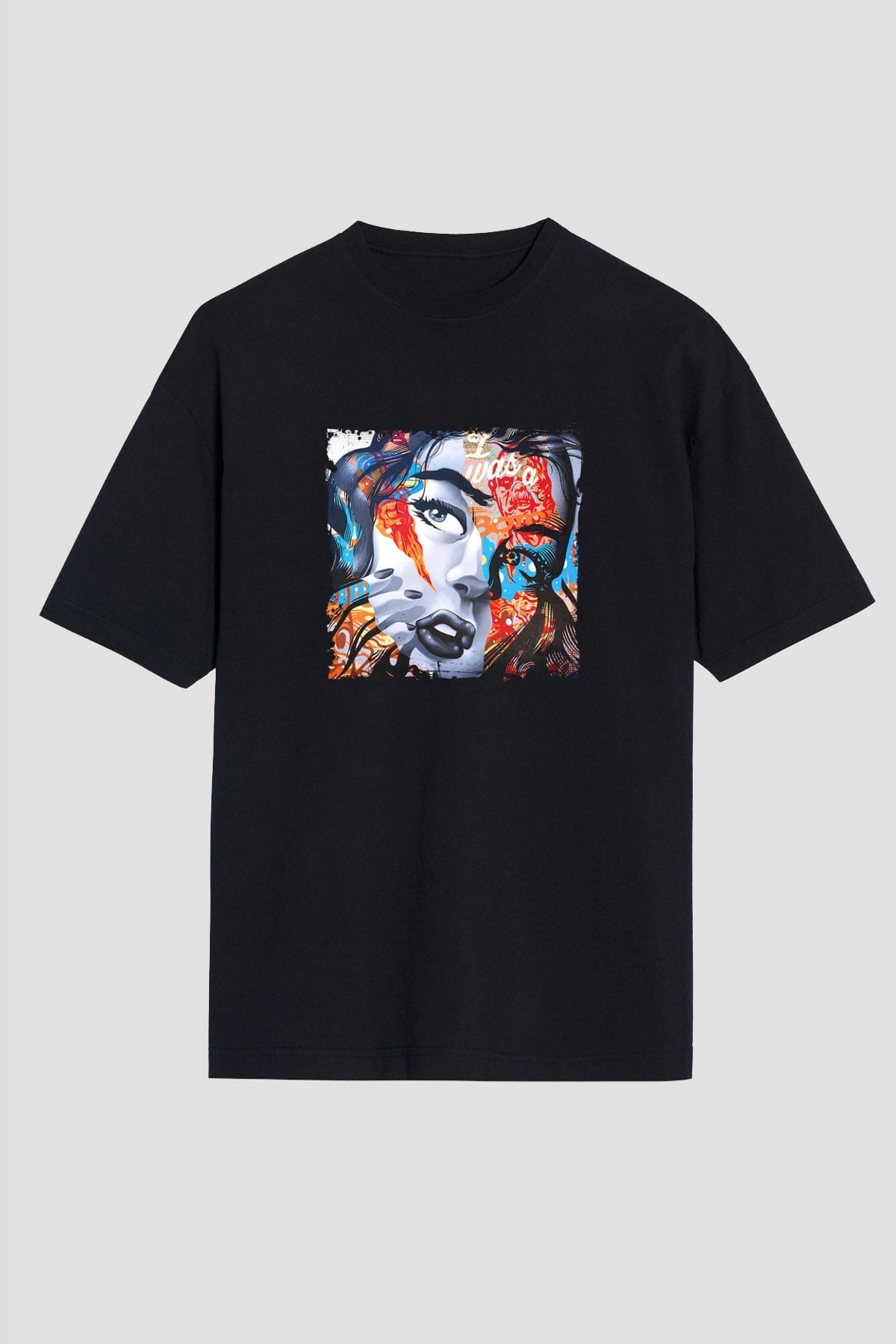 Diplo Baskılı Unisex Oversize Siyah Tişört