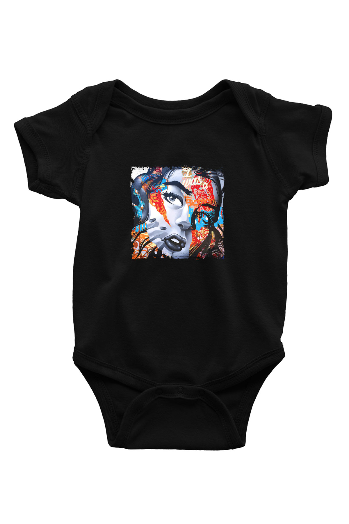 Diplo Baskılı Unisex Siyah Bebek Body - Zıbın
