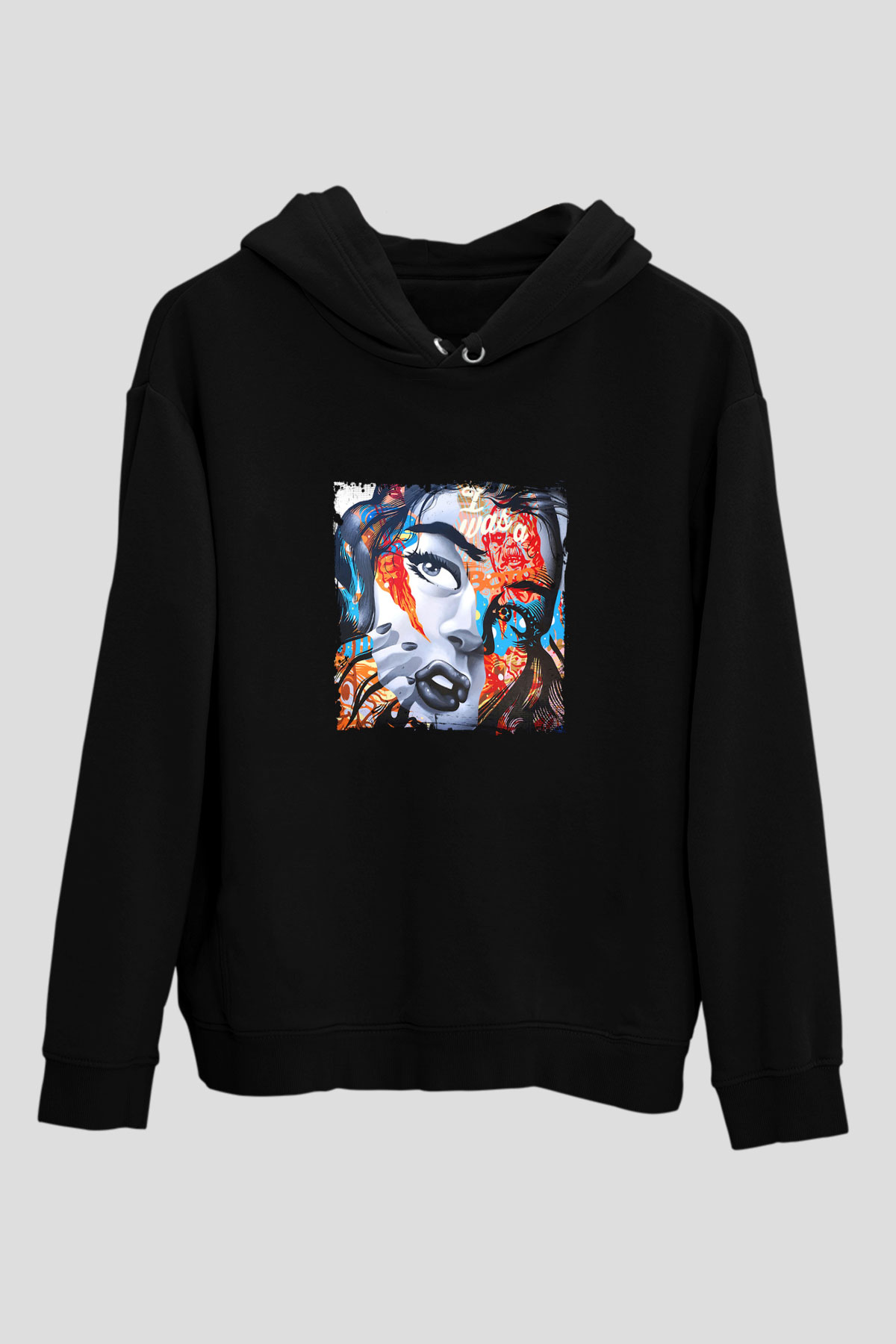 Diplo Baskılı Unisex Siyah Hoodie