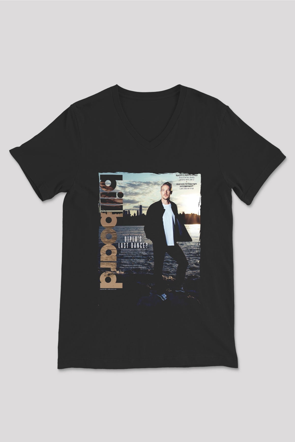 Diplo Siyah Unisex V Yaka Tişört