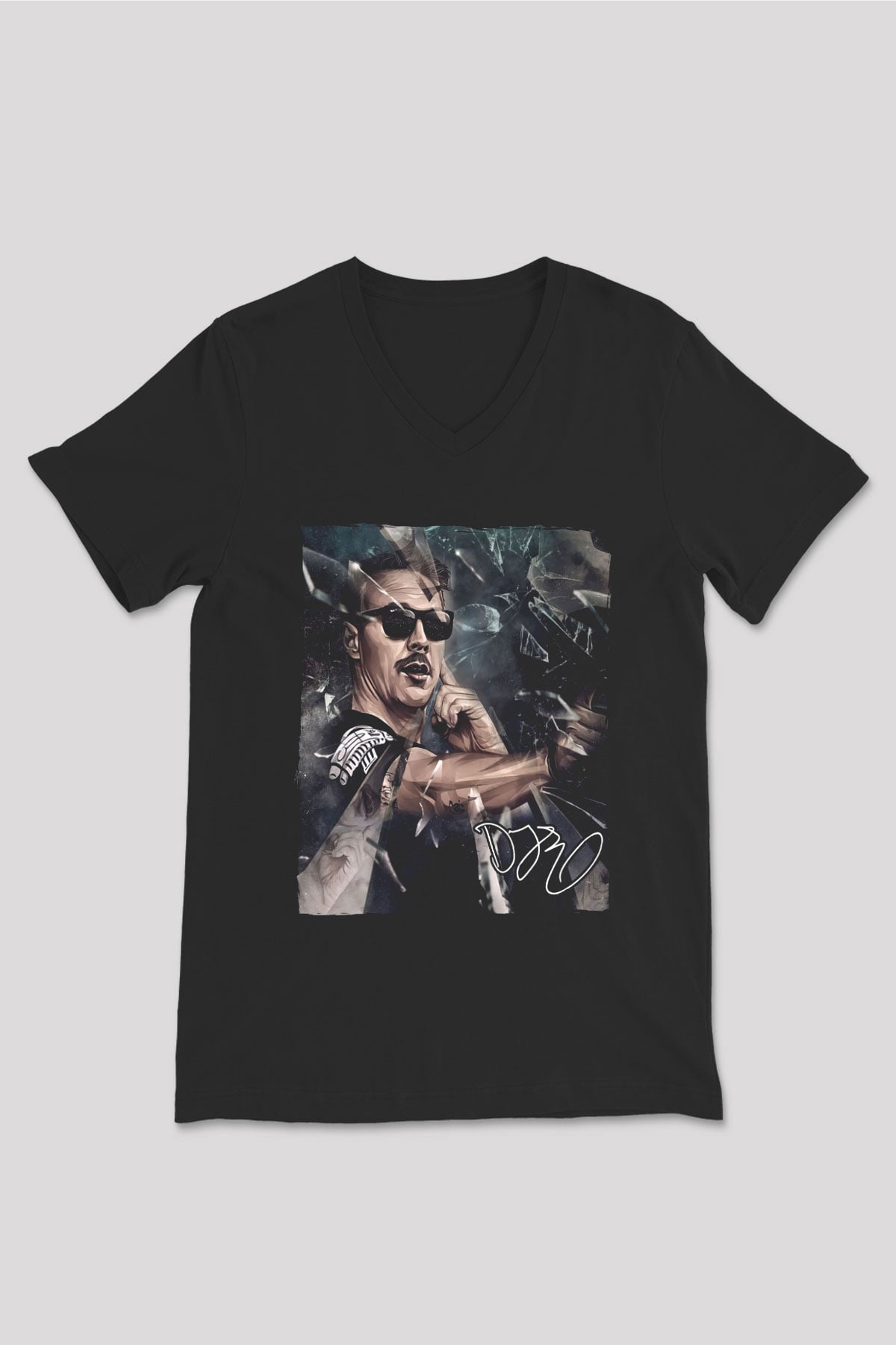 Diplo Siyah Unisex V Yaka Tişört