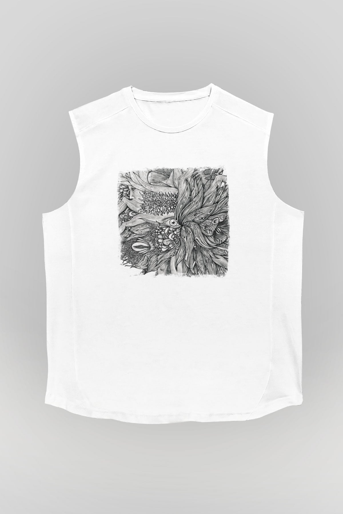 Dir En Grey Baskılı Unisex Beyaz Kolsuz Tişört