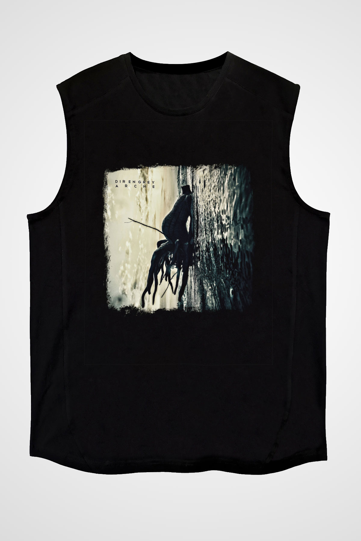 Dir En Grey Baskılı Unisex Siyah Kolsuz Tişört