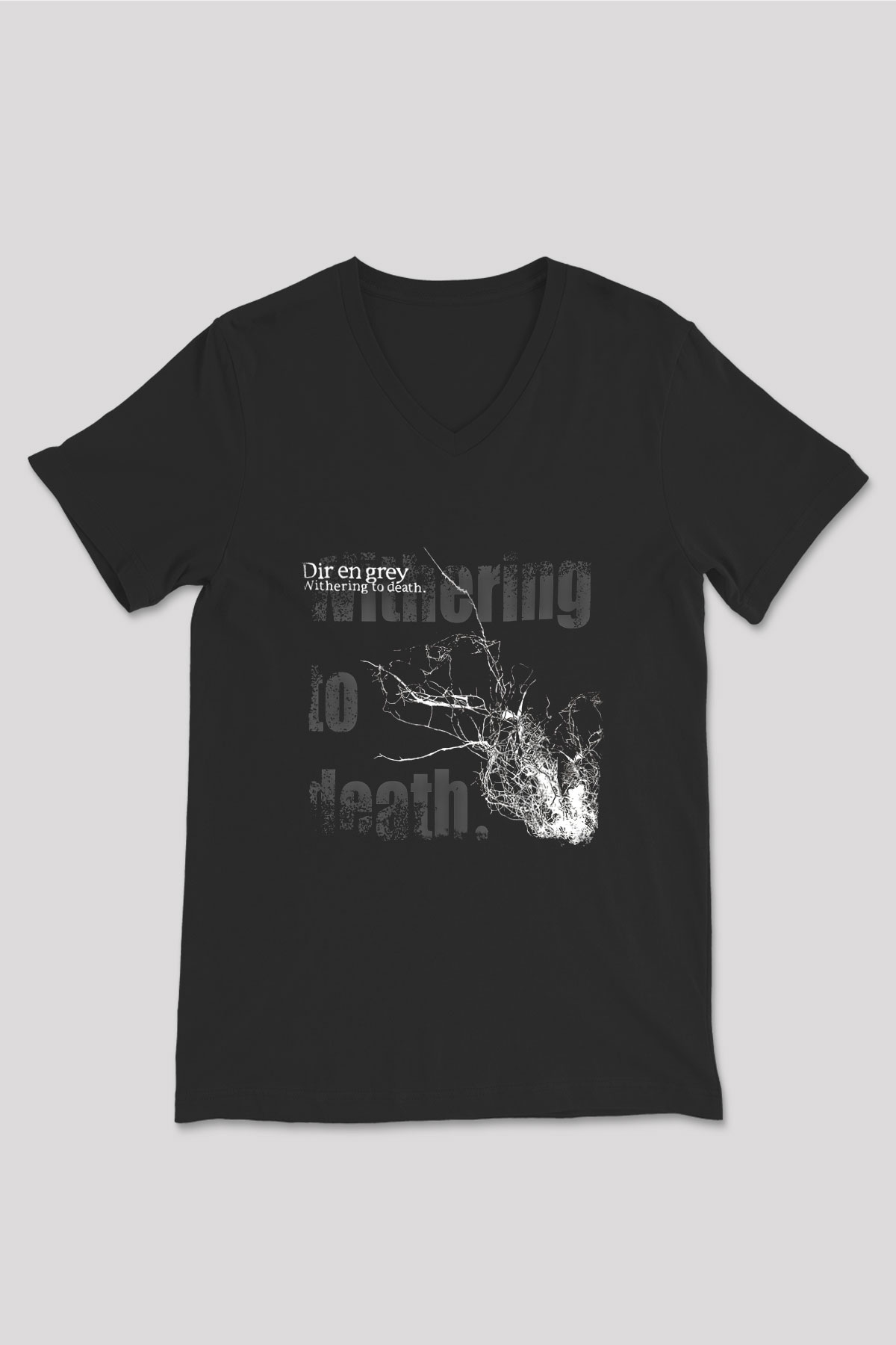 Dir En Grey Baskılı Unisex Siyah V Yaka Tişört