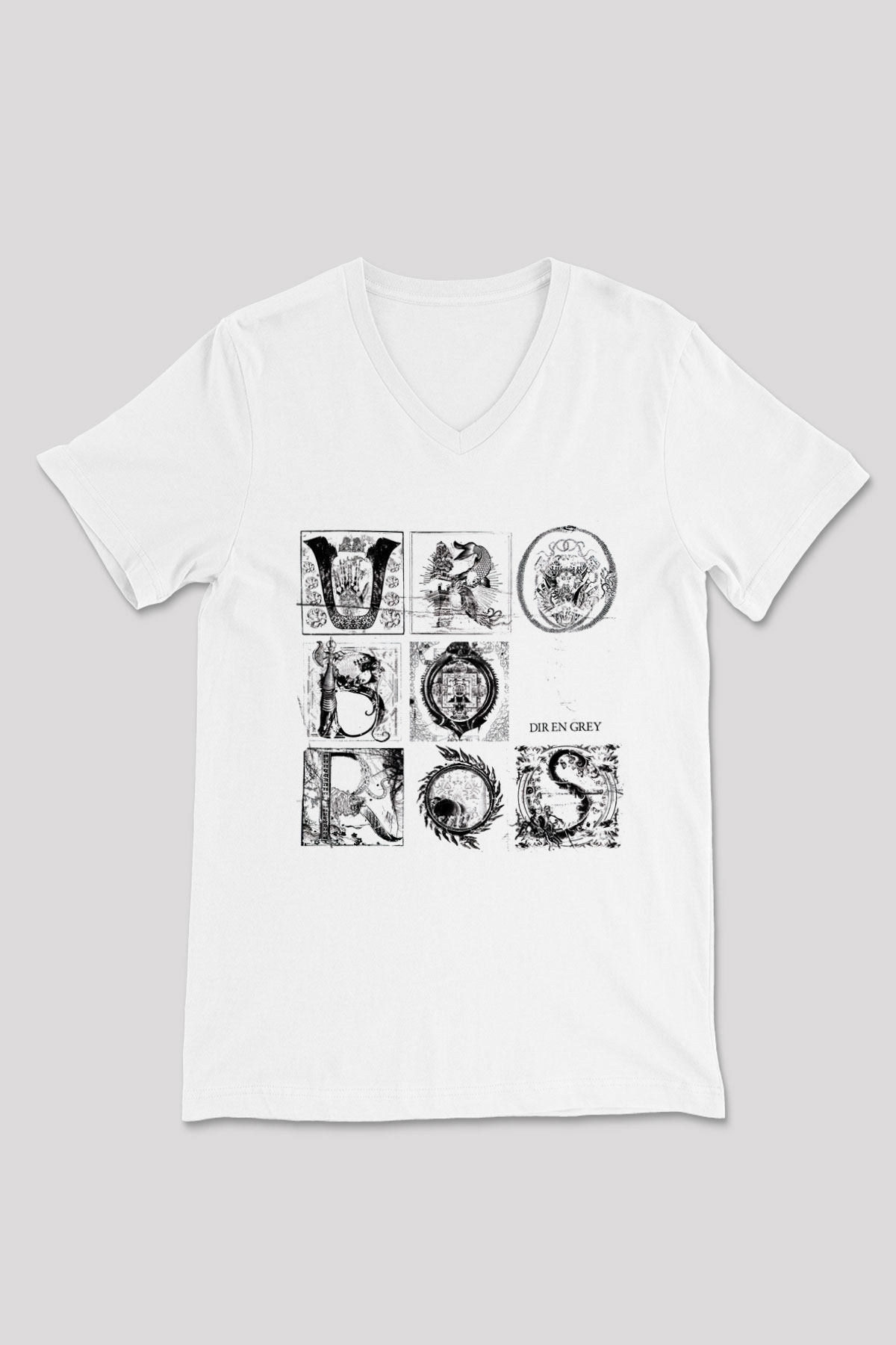 Dir En Grey Beyaz Unisex V Yaka Tişört T-Shirt