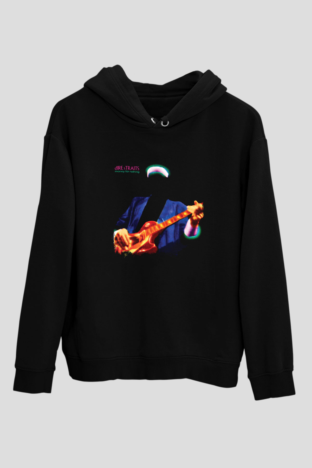 Dire Straits Baskılı Unisex Siyah Hoodie