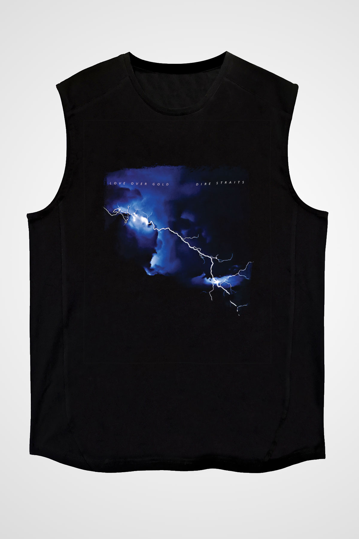 Dire Straits Baskılı Unisex Siyah Kolsuz Tişört