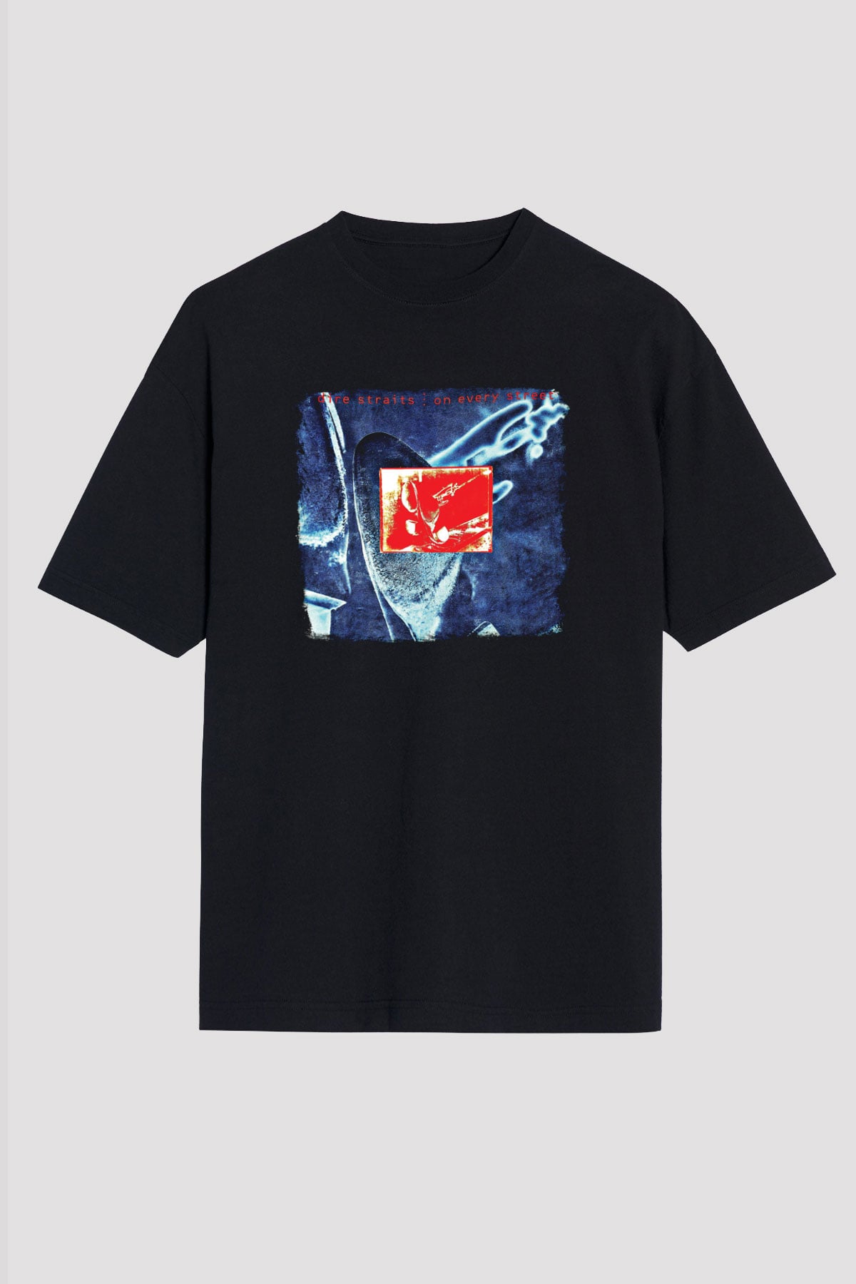 Dire Straits Baskılı Unisex Siyah Oversize Tişört