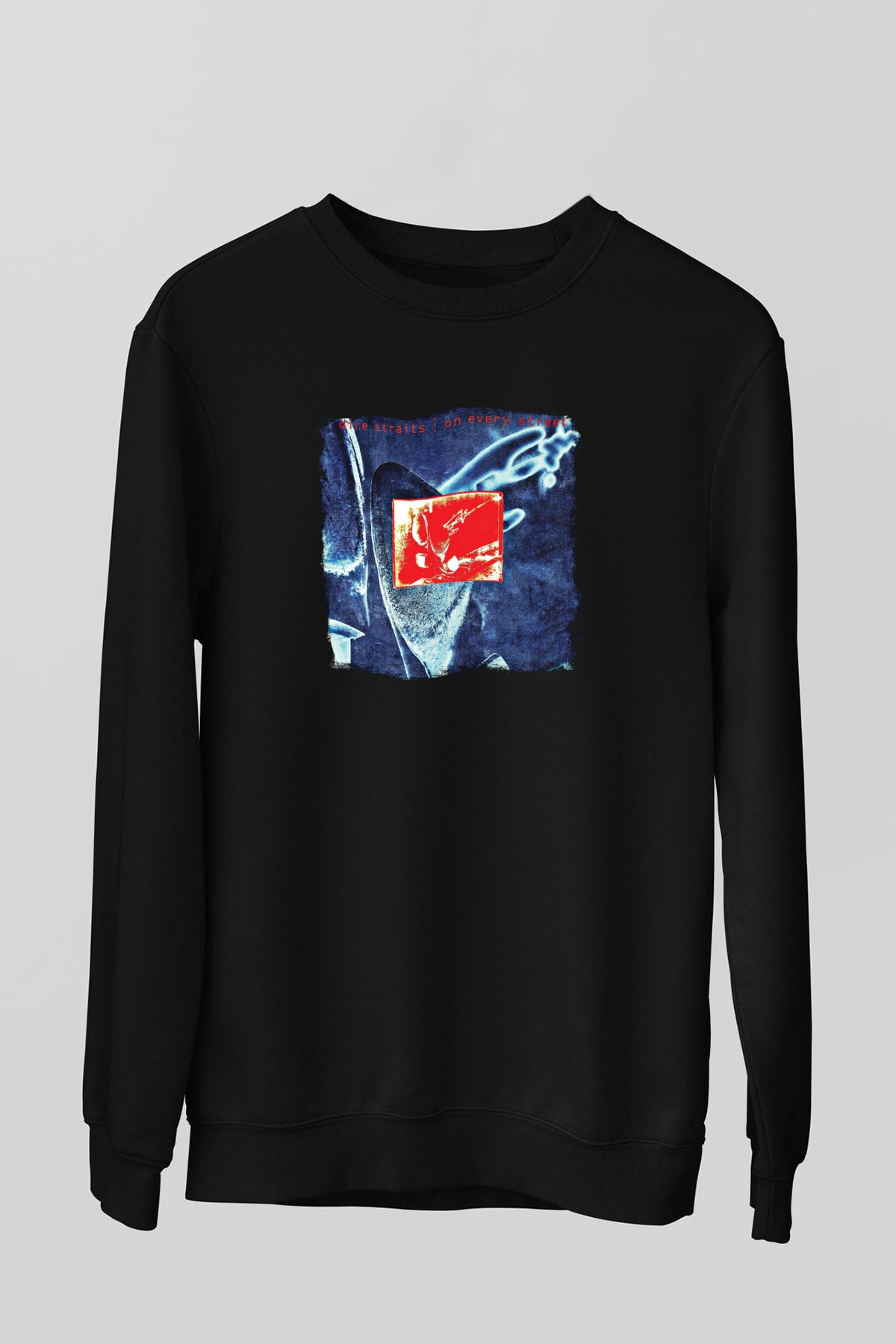 Dire Straits Baskılı Unisex Siyah Sweatshirt