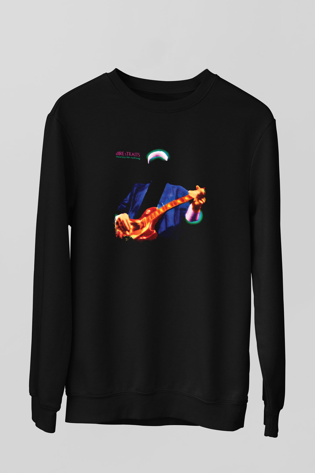 Dire Straits Baskılı Unisex Siyah Sweatshirt