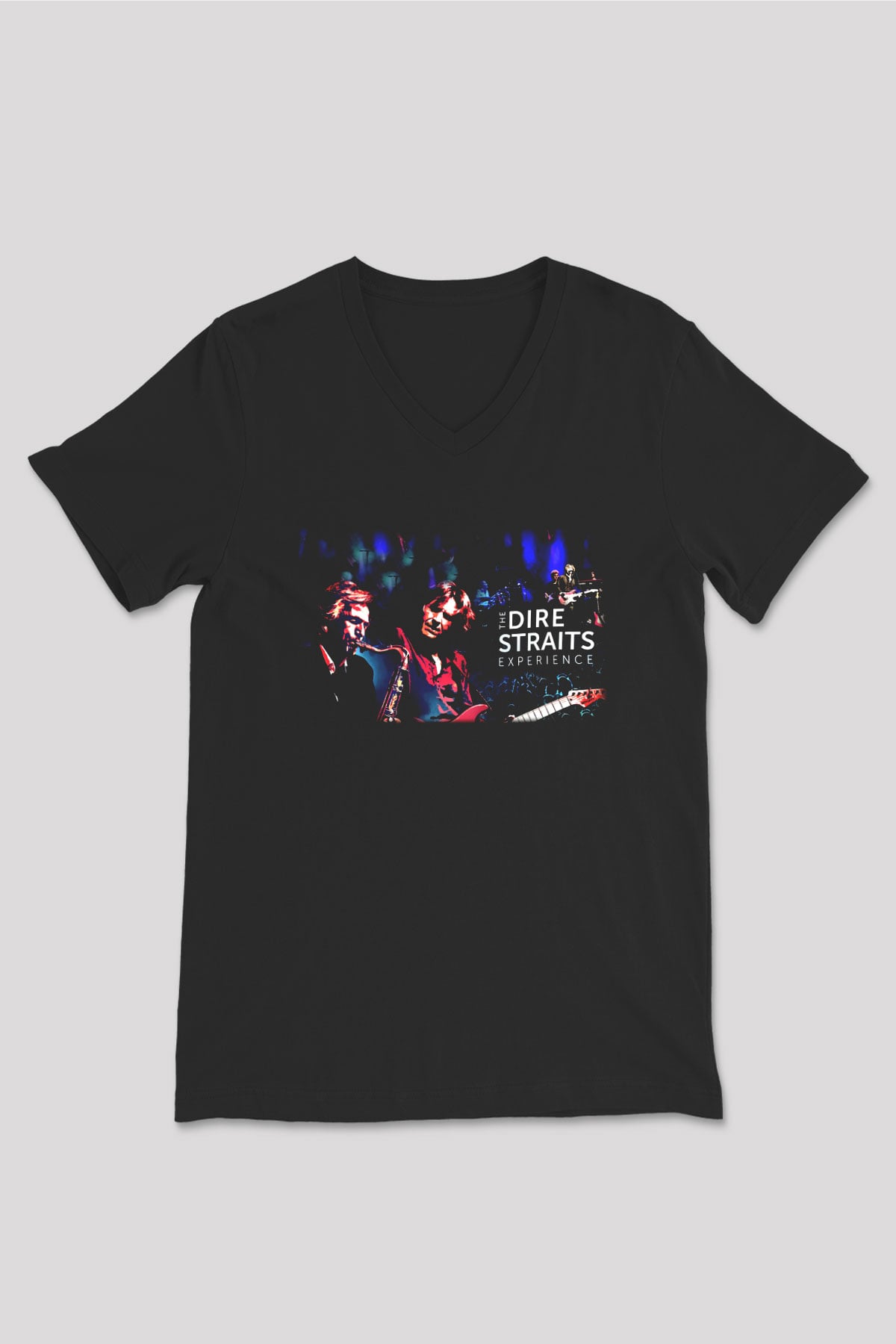 Dire Straits Siyah Unisex V Yaka Tişört T-Shirt