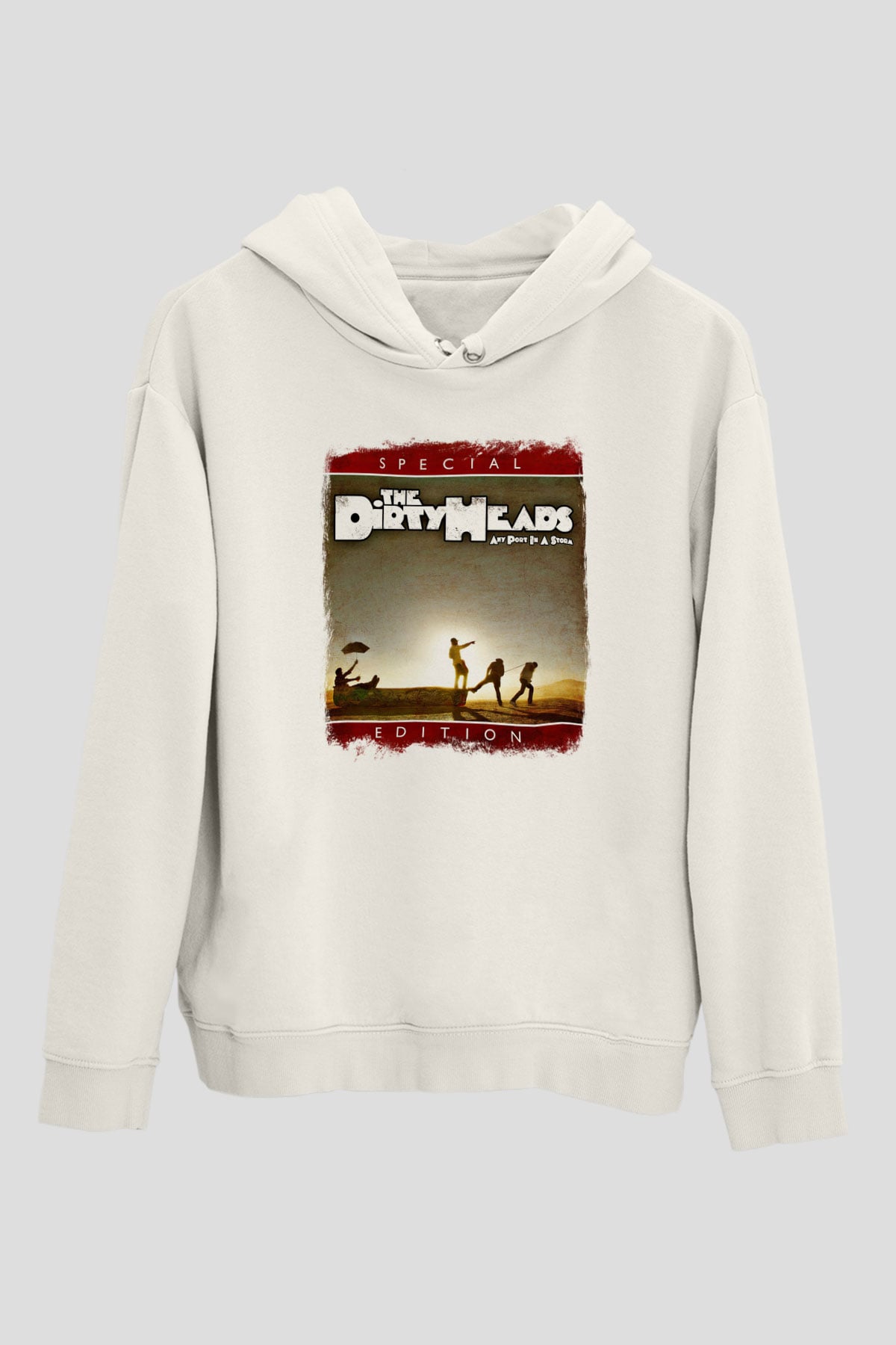 Dirty Heads Baskılı Unisex Beyaz Hoodie