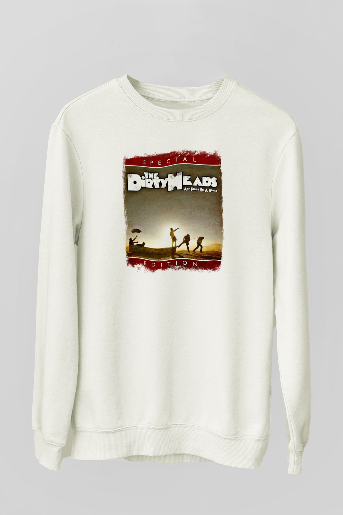 Dirty Heads Baskılı Unisex Beyaz Sweatshirt