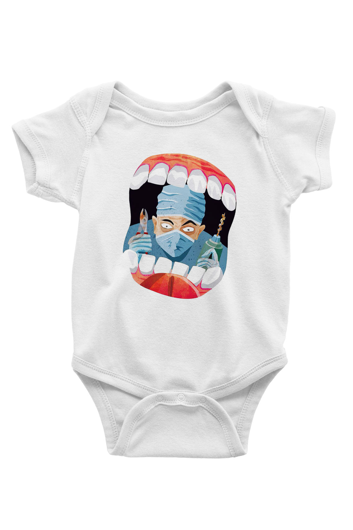 Diş hekimi Baskılı Beyaz Unisex Bebek Body - Zıbın
