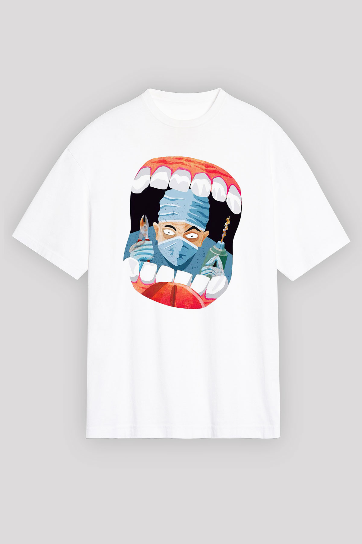 Diş hekimi Beyaz Unisex Oversize Tişört T-Shirt