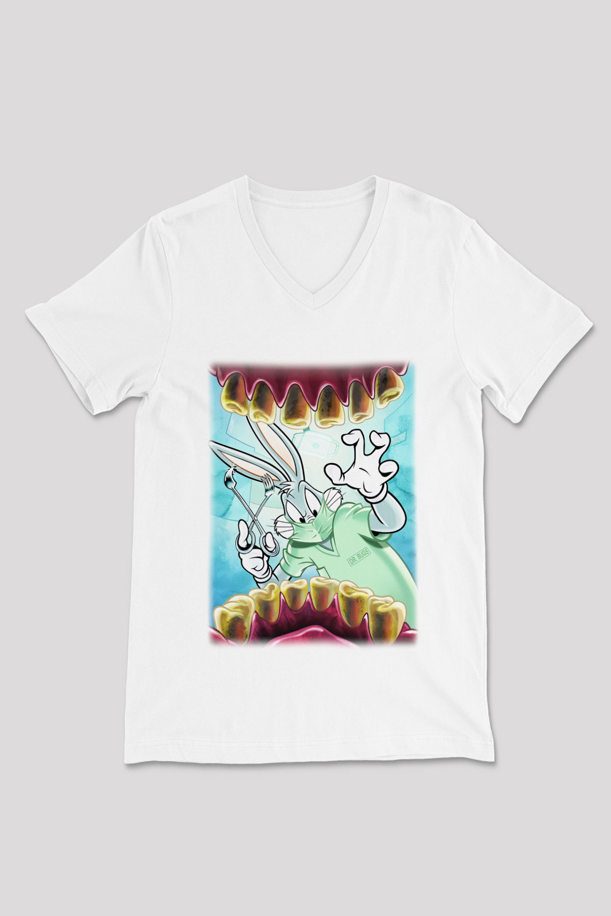 Diş hekimi Beyaz Unisex V Yaka Tişört T-Shirt