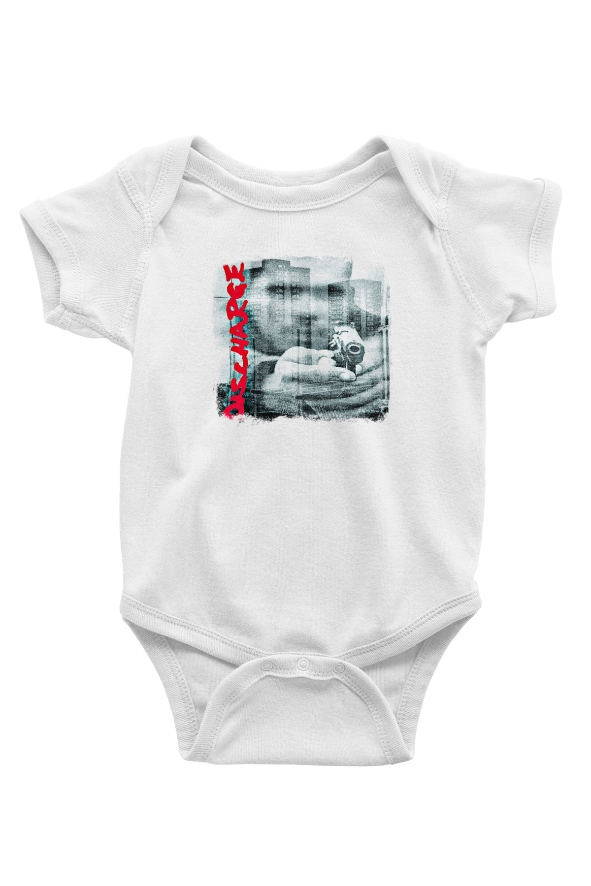 Discharge Baskılı Unisex Beyaz Bebek Body - Zıbın