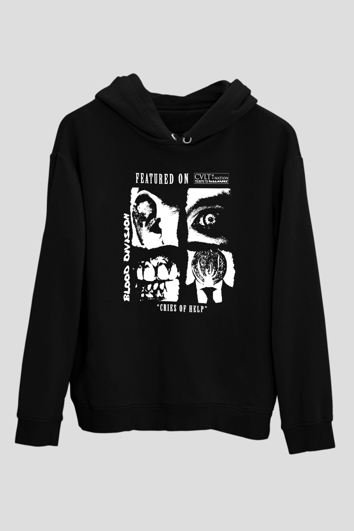 Discharge Siyah Unisex Hoodie