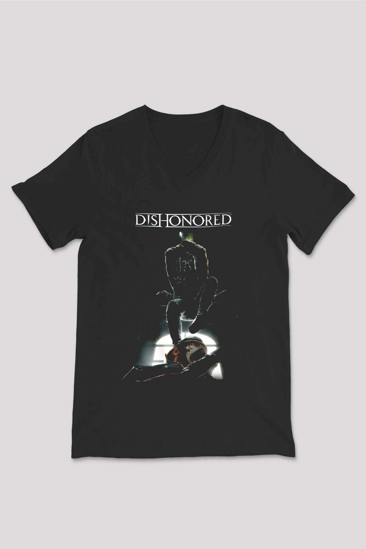 Dishonored 2 Siyah Unisex V Yaka Tişört