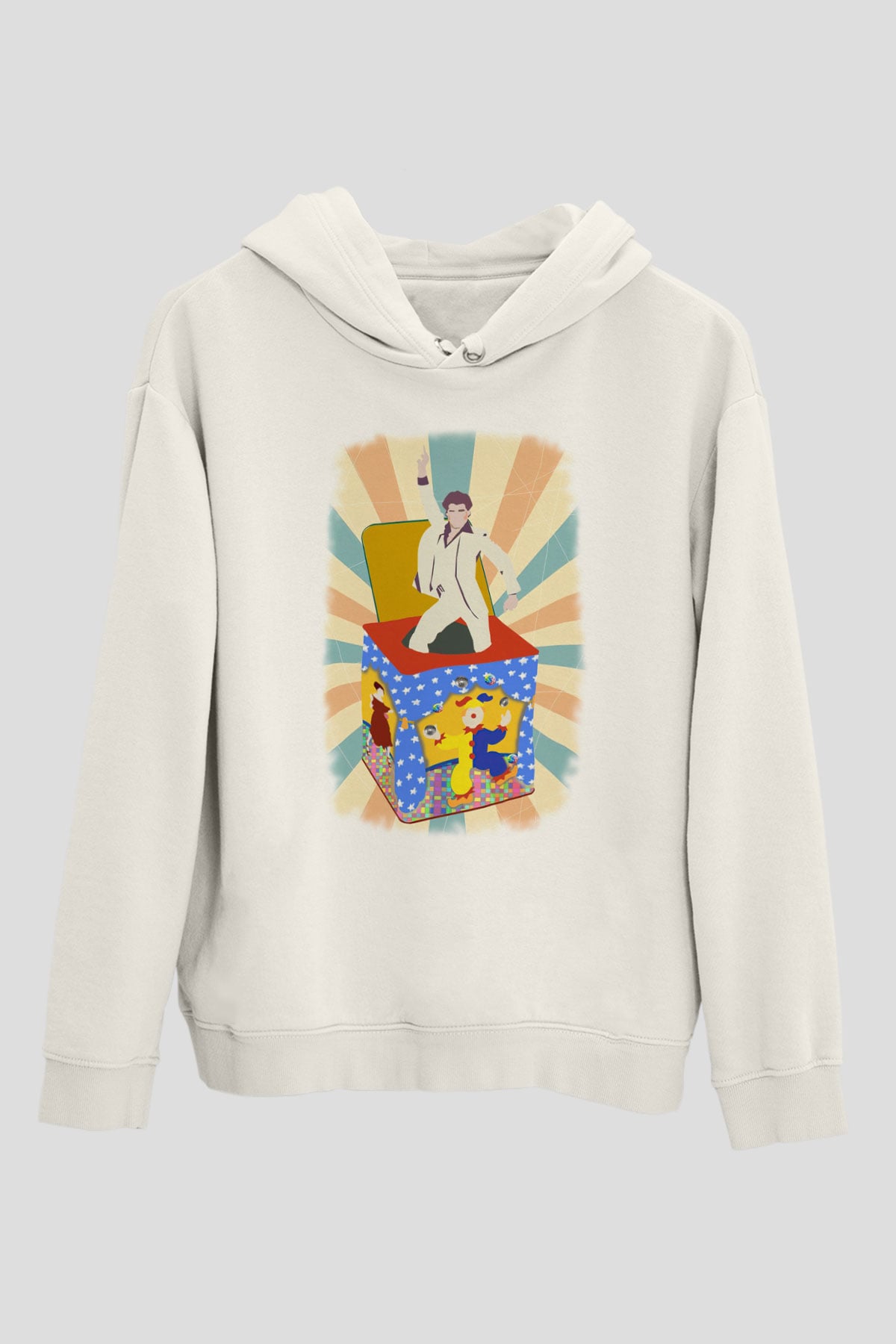 Disko Beyaz Unisex Hoodie