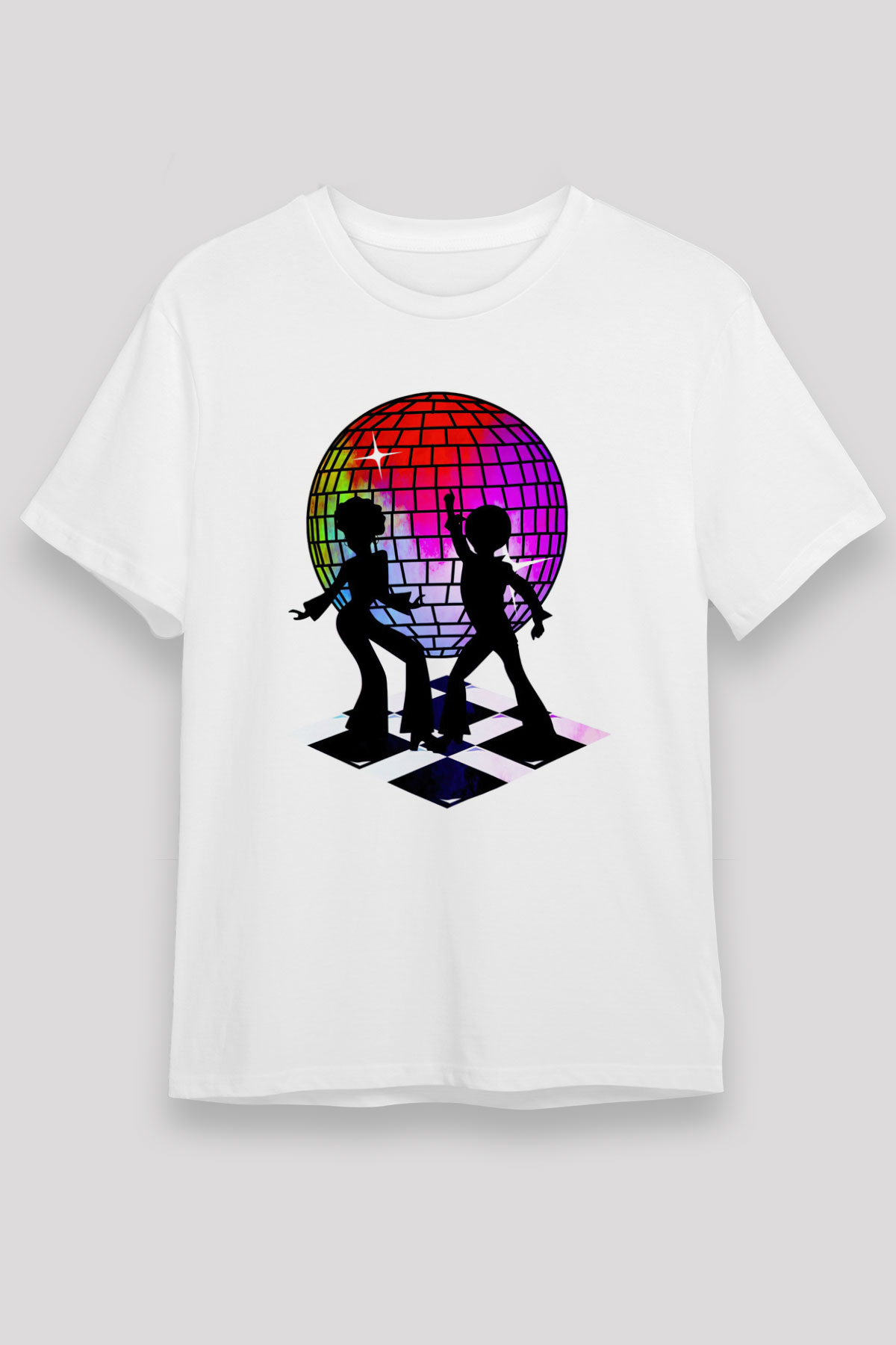 Disko Beyaz Unisex Tişört T-Shirt - TişörtFabrikası