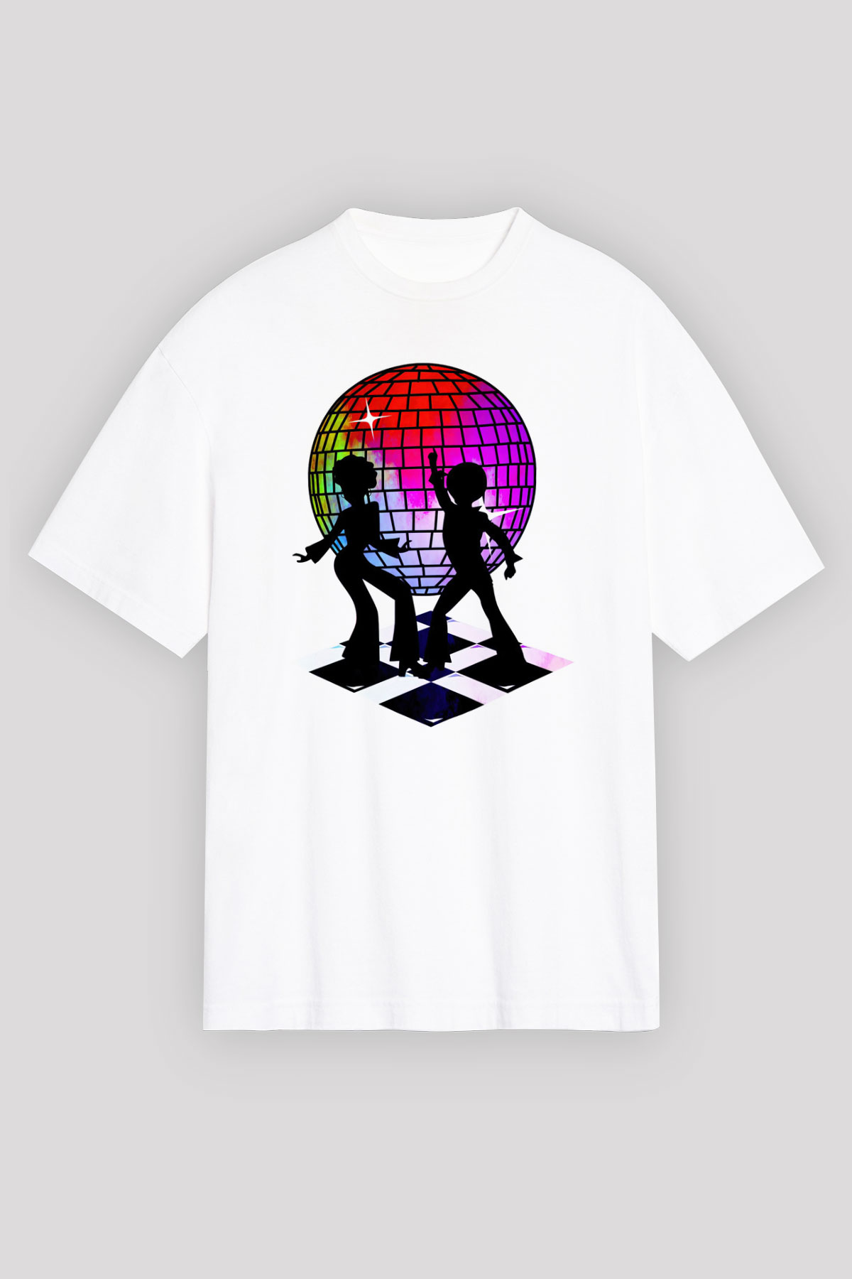 Disko Beyaz Unisex Tişört T-Shirt - TişörtFabrikası
