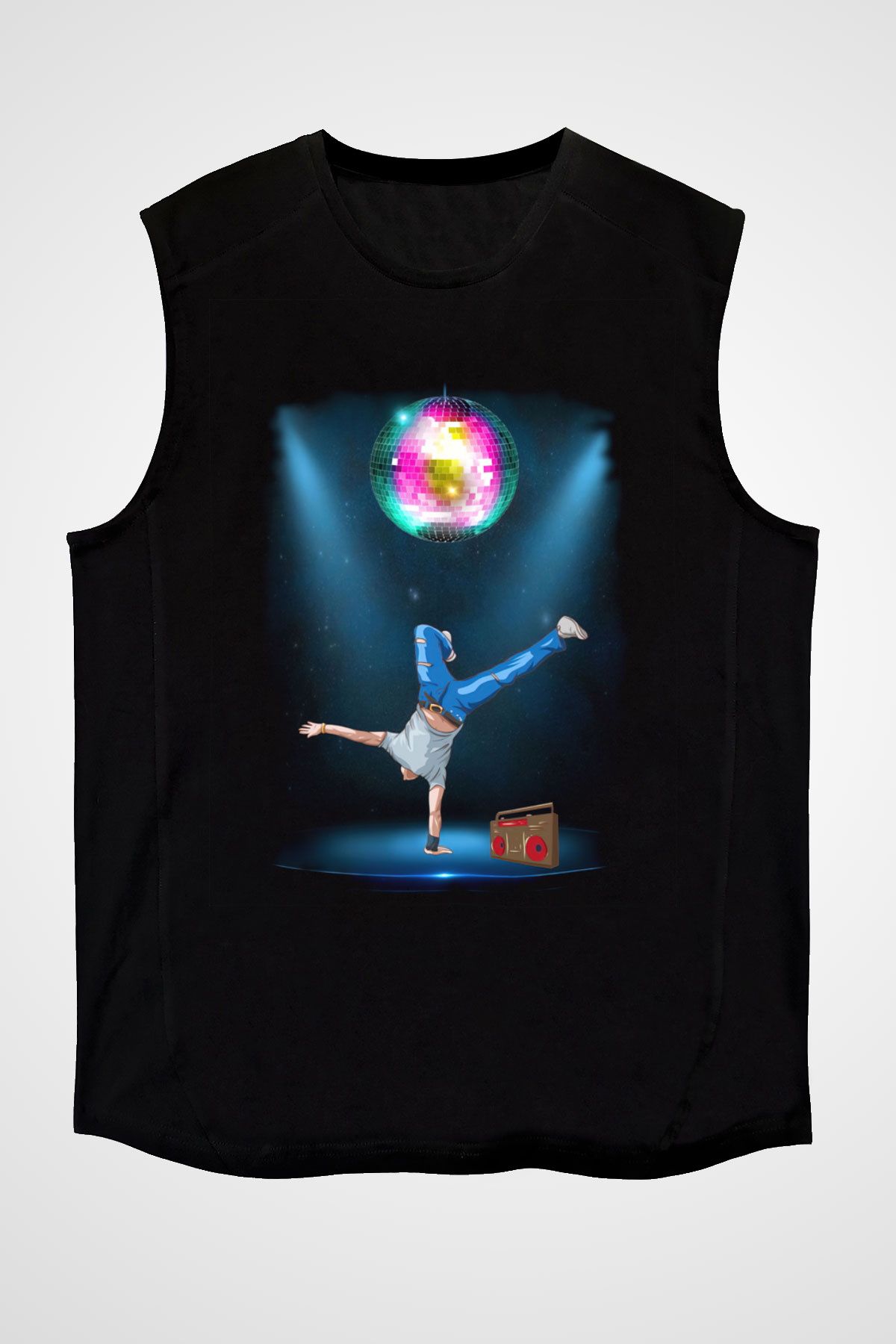 Disko Siyah Unisex Kolsuz Tişört