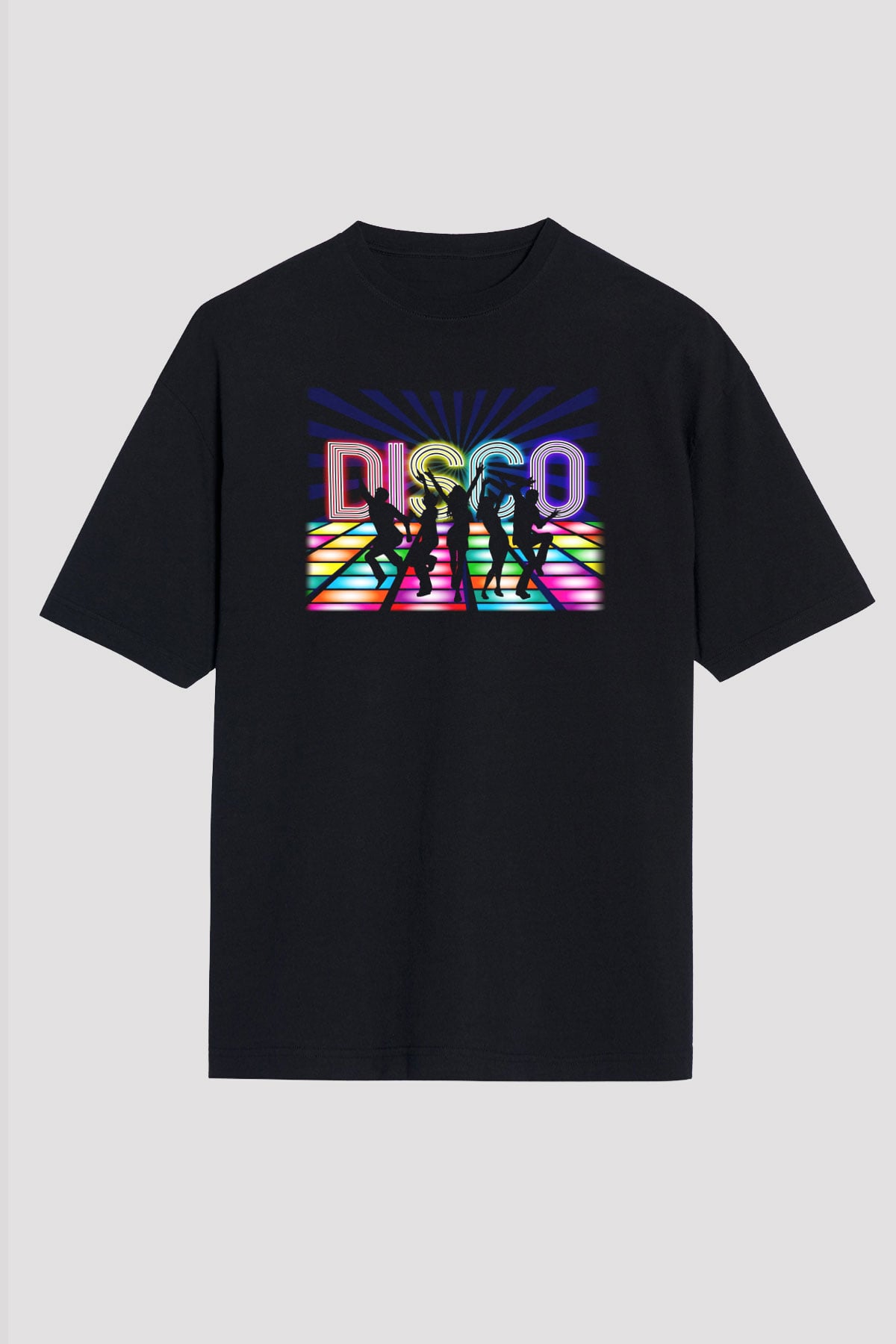 Disko Siyah Unisex Oversize Tişört T-Shirt