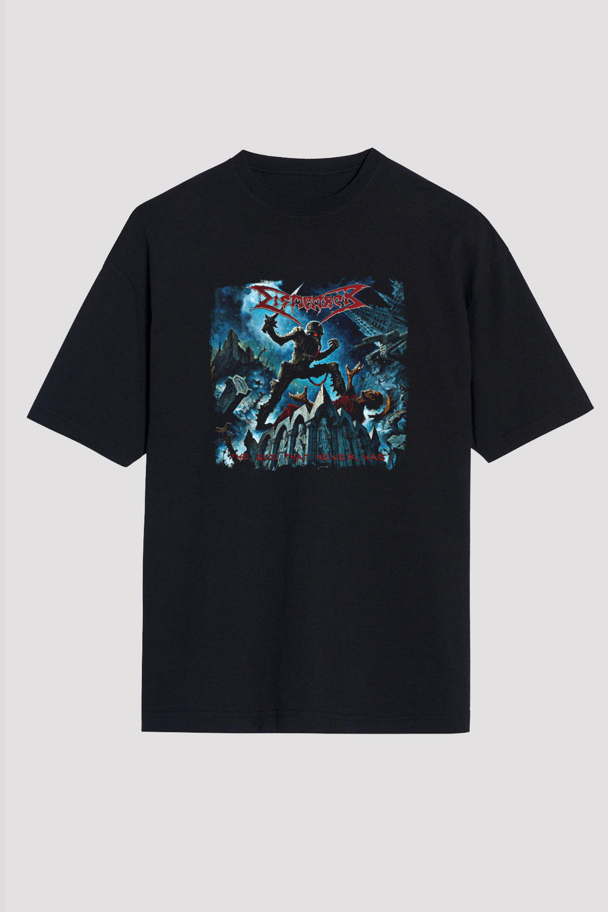 Dismember Baskılı Unisex Siyah Oversize Tişört