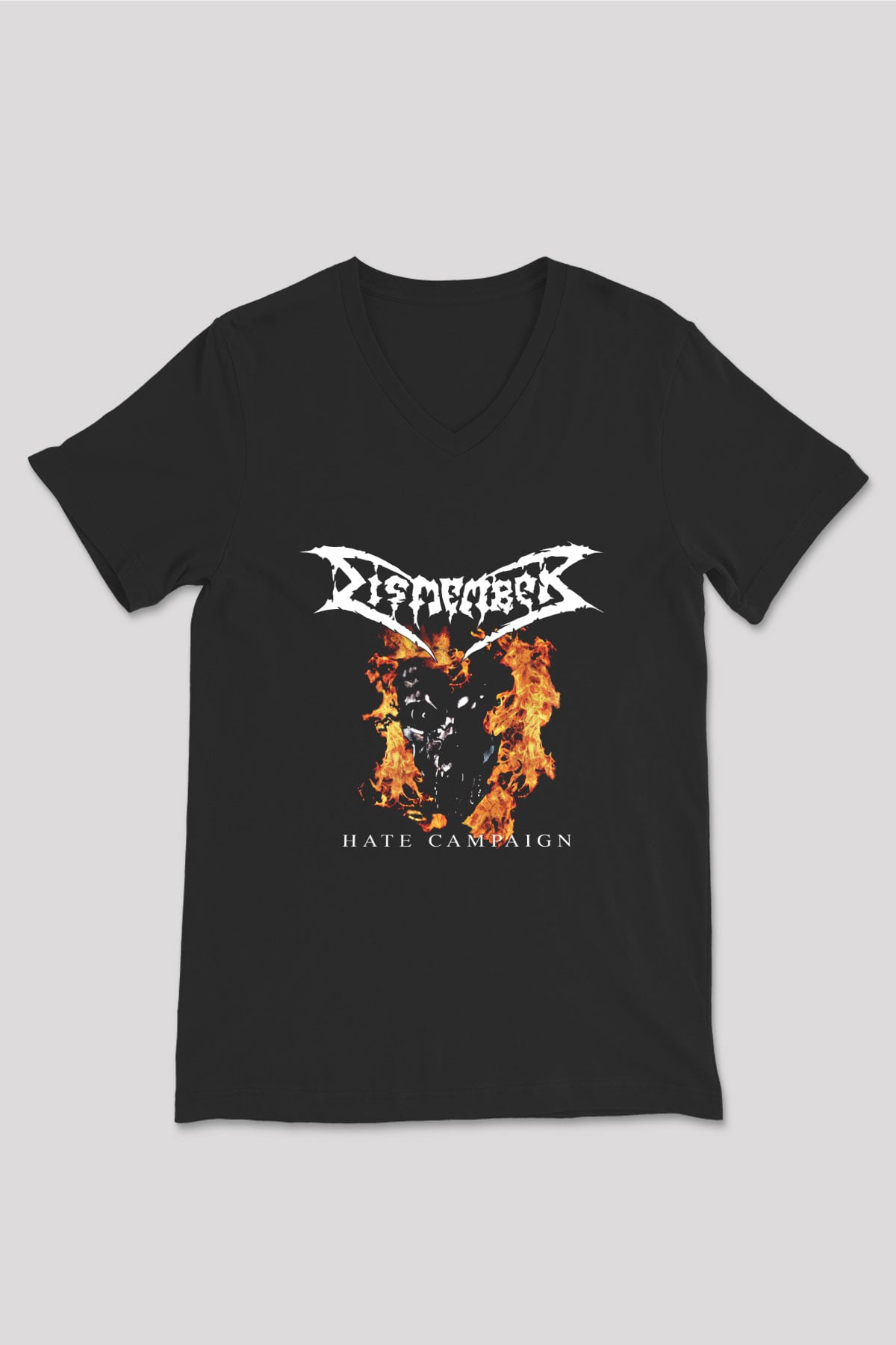 Dismember Baskılı Unisex Siyah V Yaka Tişört