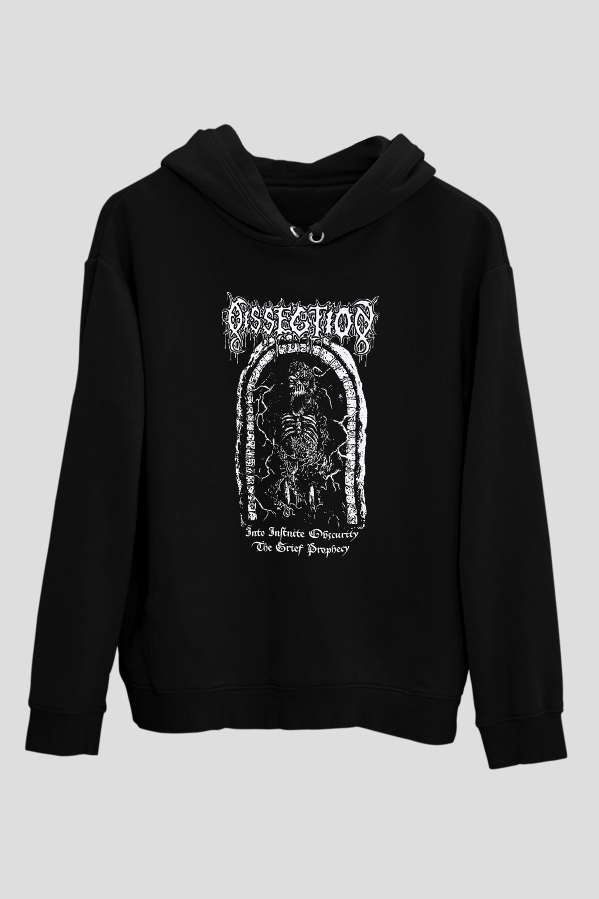 Dissection Baskılı Unisex Siyah Kapüşonlu Sweatshirt