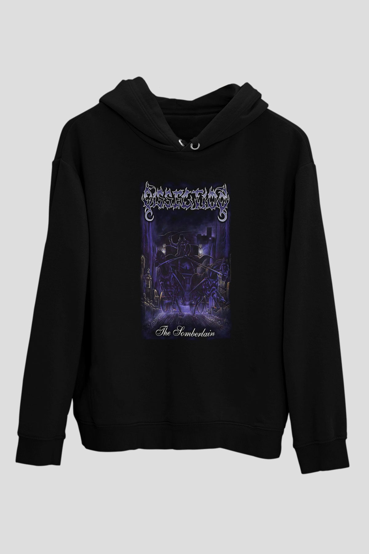 Dissection Baskılı Unisex Siyah Kapüşonlu Sweatshirt