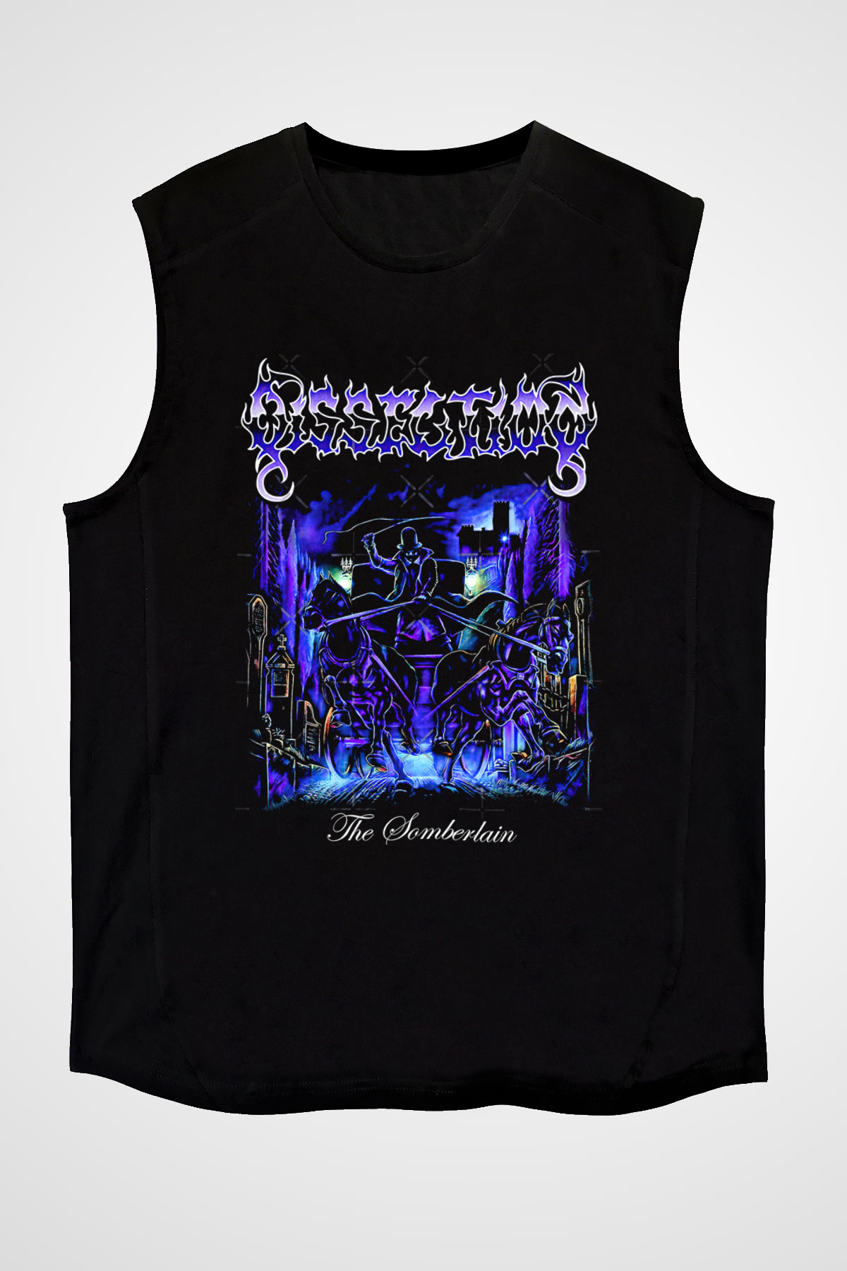 Dissection Baskılı Unisex Siyah Kolsuz Tişört - Tshirt