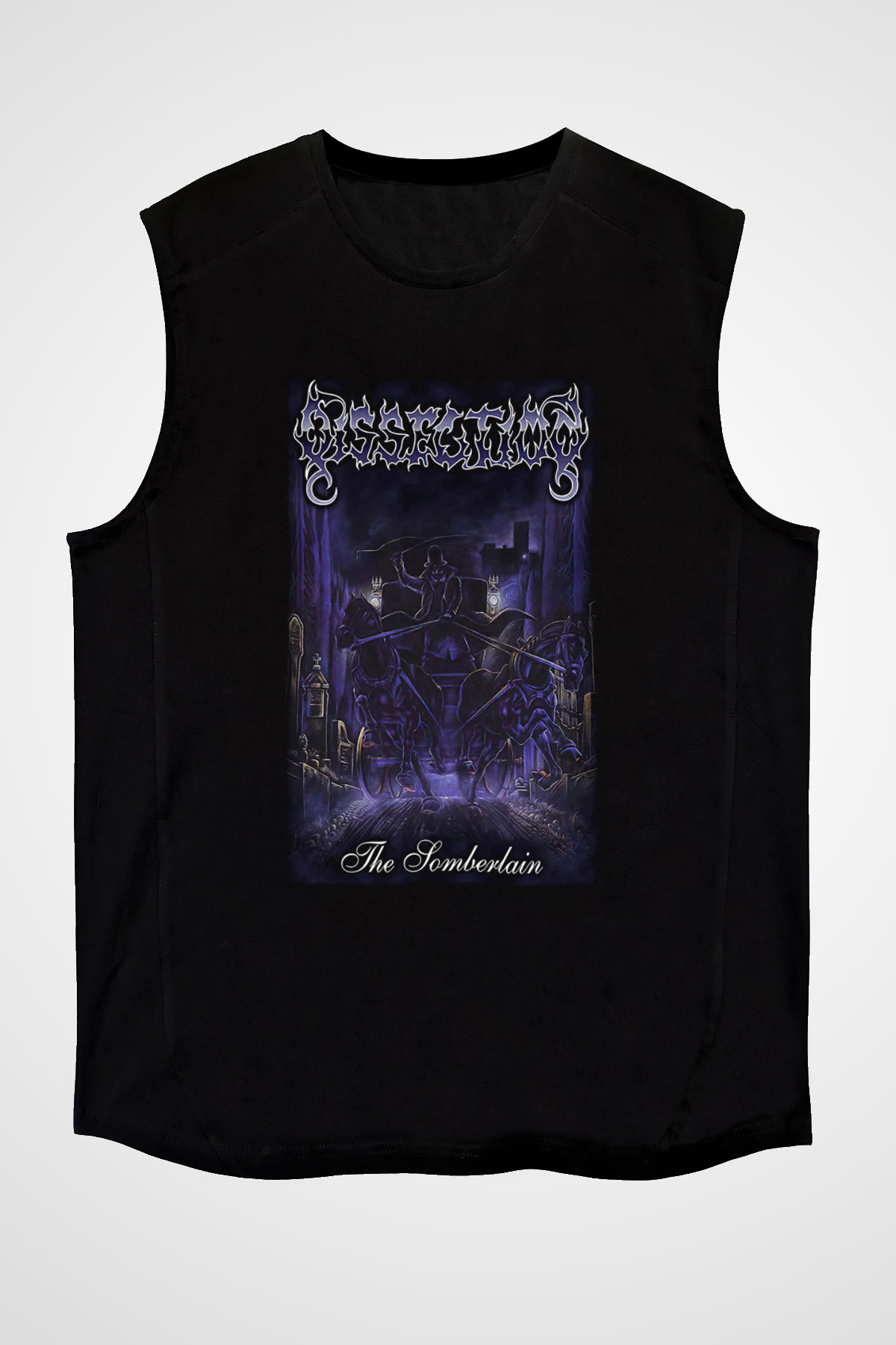 Dissection Baskılı Unisex Siyah Kolsuz Tişört - Tshirt