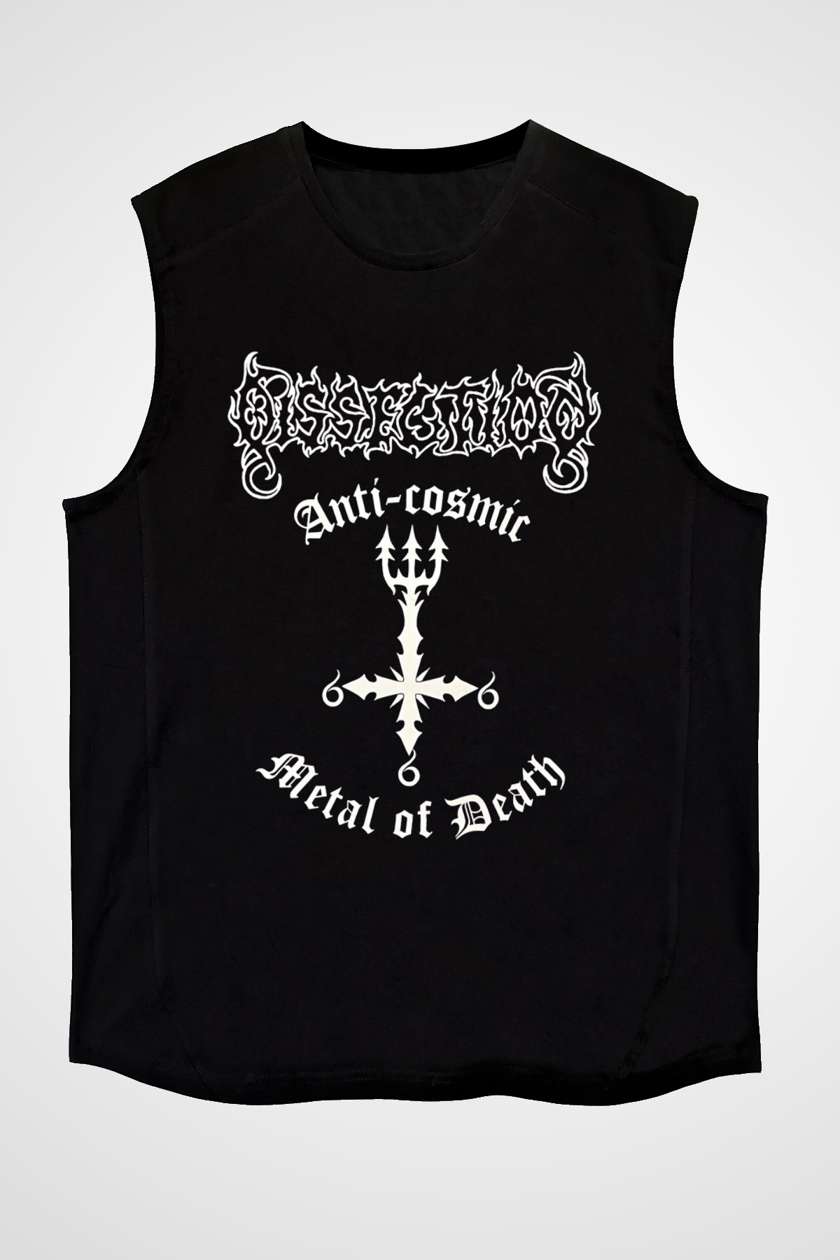Dissection Baskılı Unisex Siyah Kolsuz Tişört - Tshirt