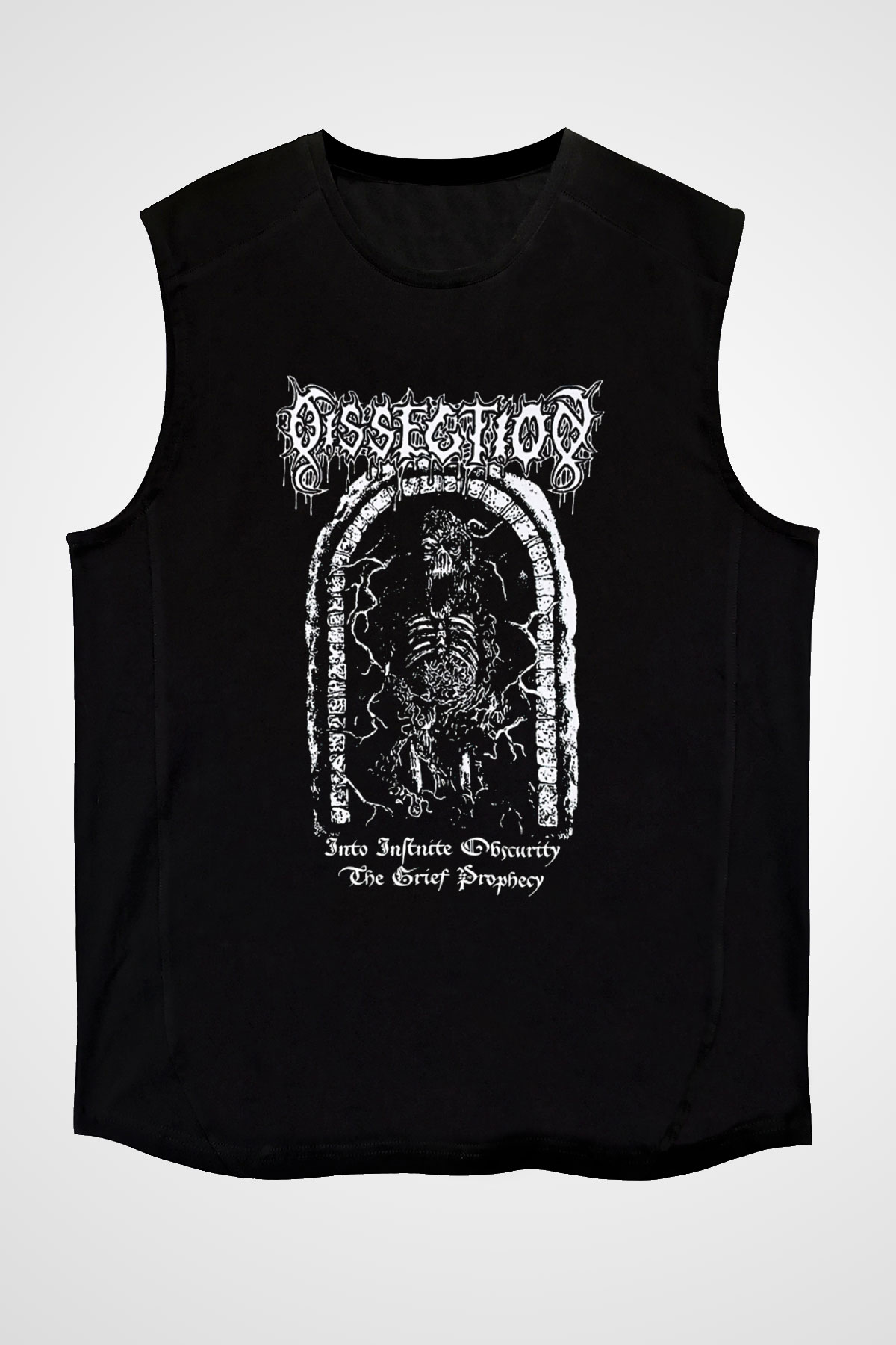 Dissection Baskılı Unisex Siyah Kolsuz Tişört - Tshirt