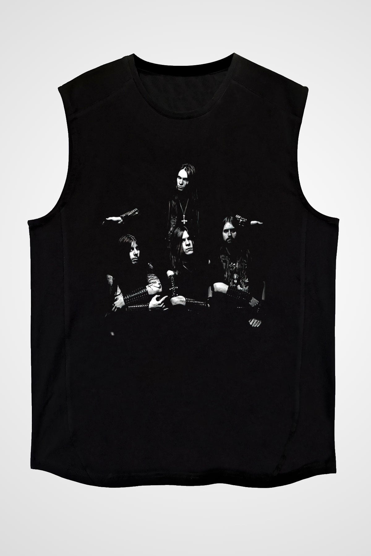 Dissection Baskılı Unisex Siyah Kolsuz Tişört - Tshirt