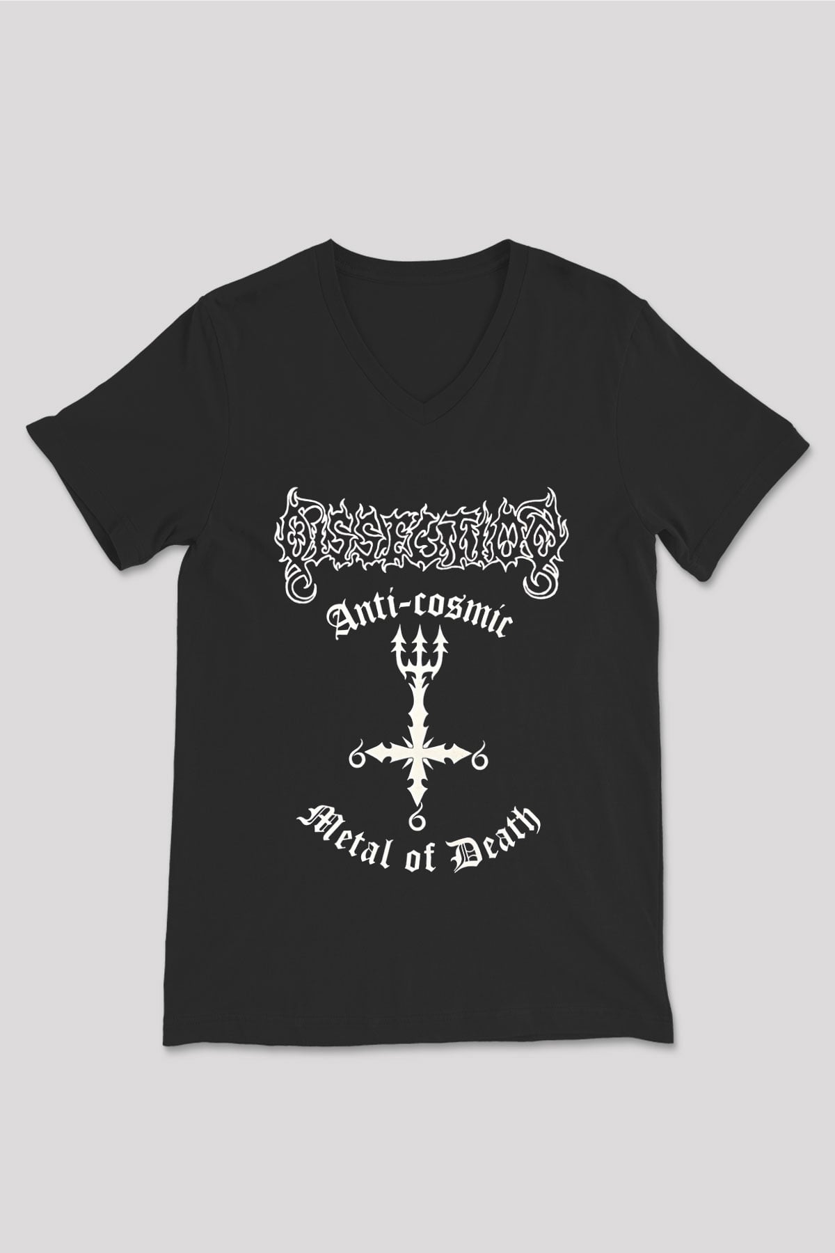 Dissection Baskılı Unisex Siyah V Yaka Tişört - Tshirt