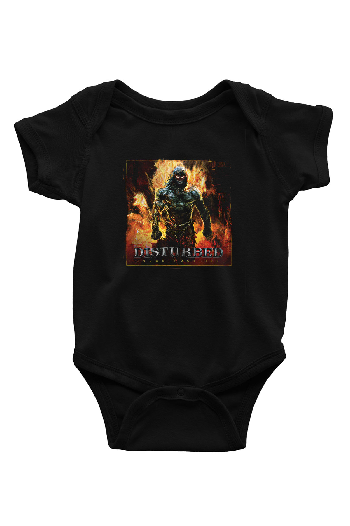 Disturbed Baskılı Unisex Siyah Bebek Body - Zıbın