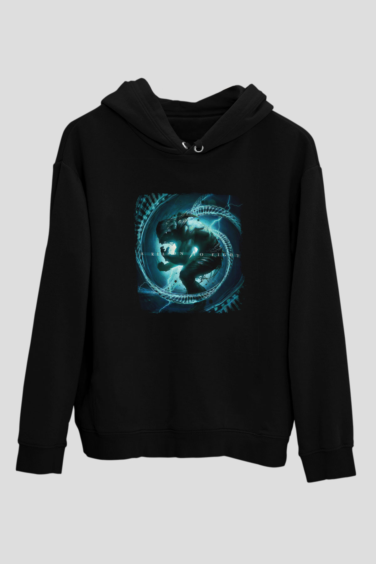 Disturbed Baskılı Unisex Siyah Hoodie