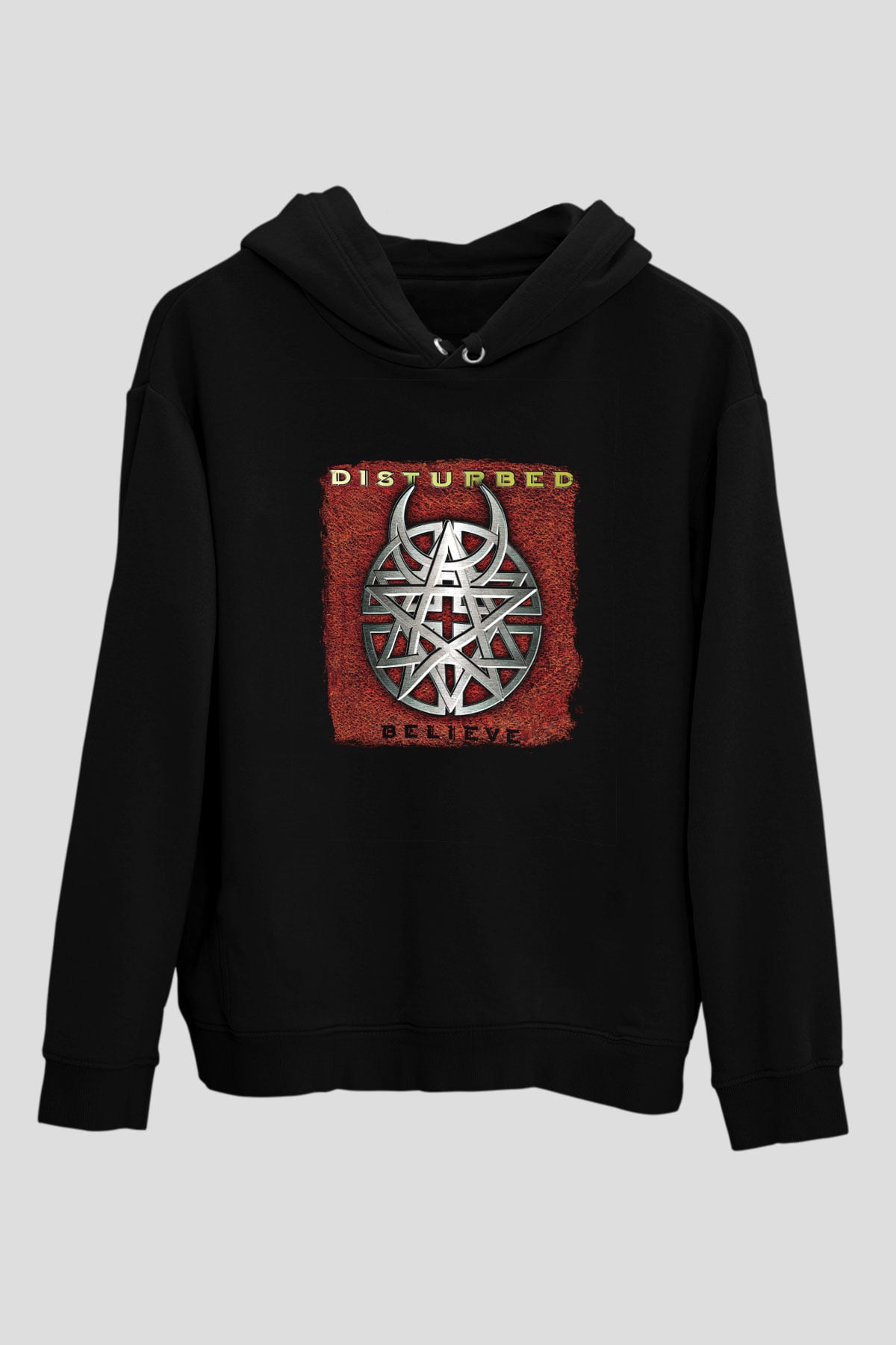 Disturbed Baskılı Unisex Siyah Hoodie