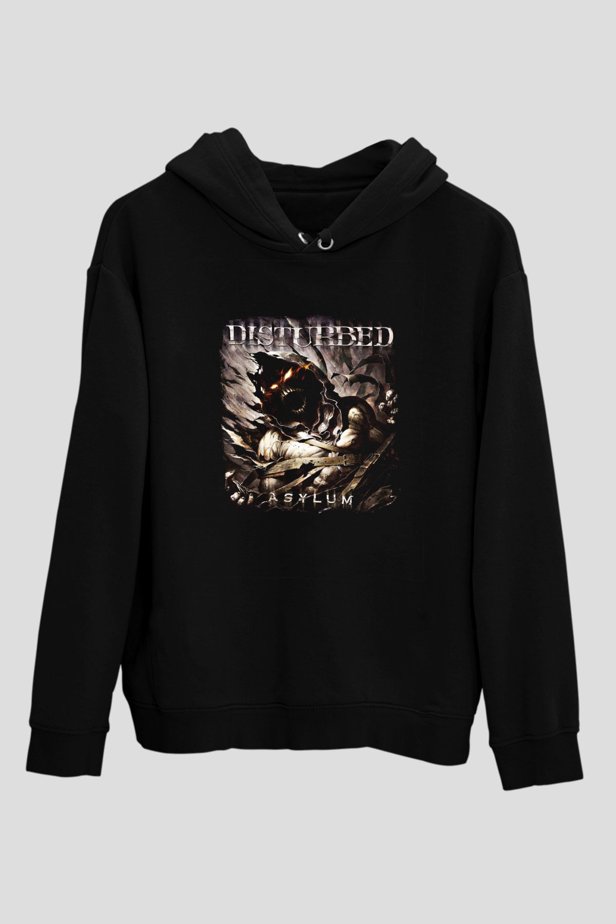 Disturbed Baskılı Unisex Siyah Hoodie
