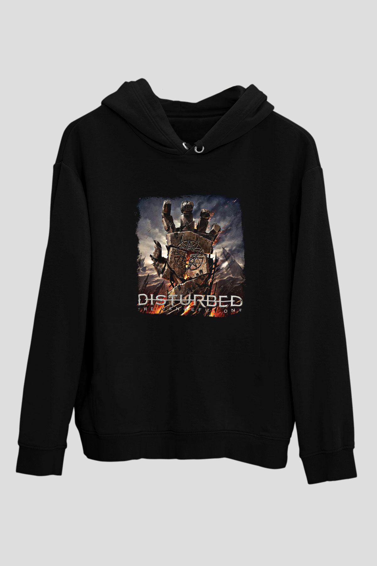 Disturbed Baskılı Unisex Siyah Hoodie